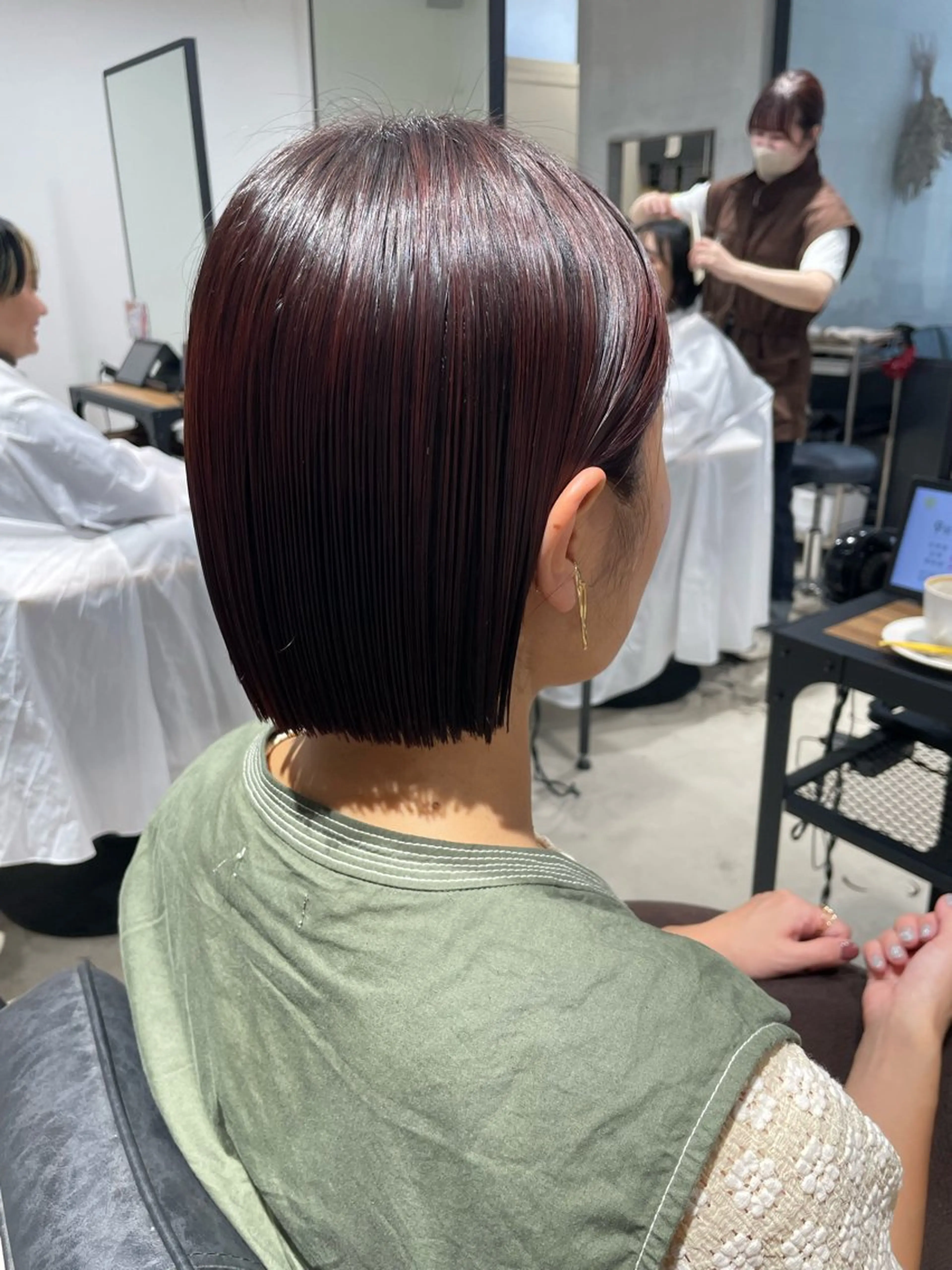 ショート カラー 暖色カラー🍊 ボブ🌿顔周りcutのヘアスタイル