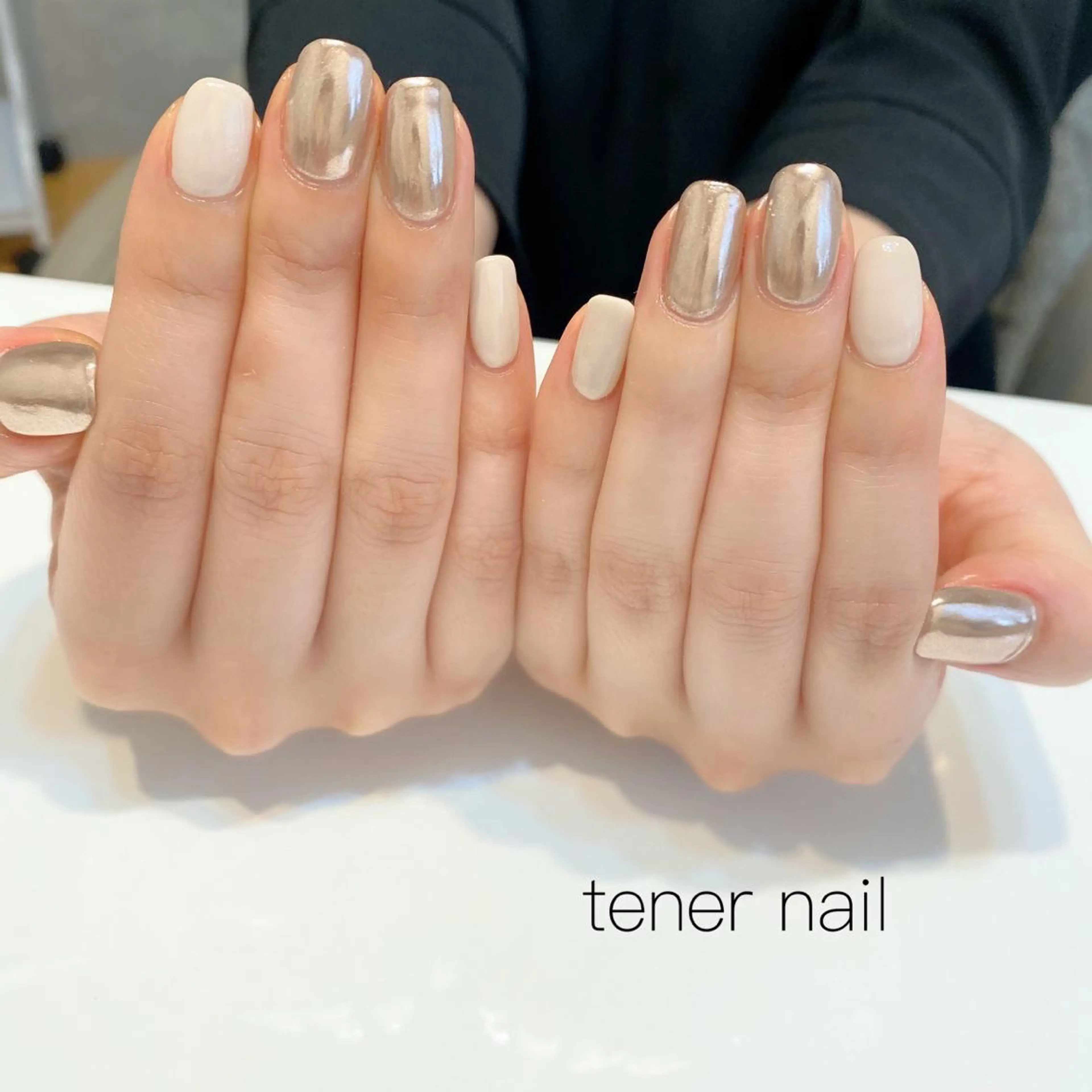 ネイル ミラーネイル 春ネイル ホワイト テネルネイル tener nailのネイルデザイン