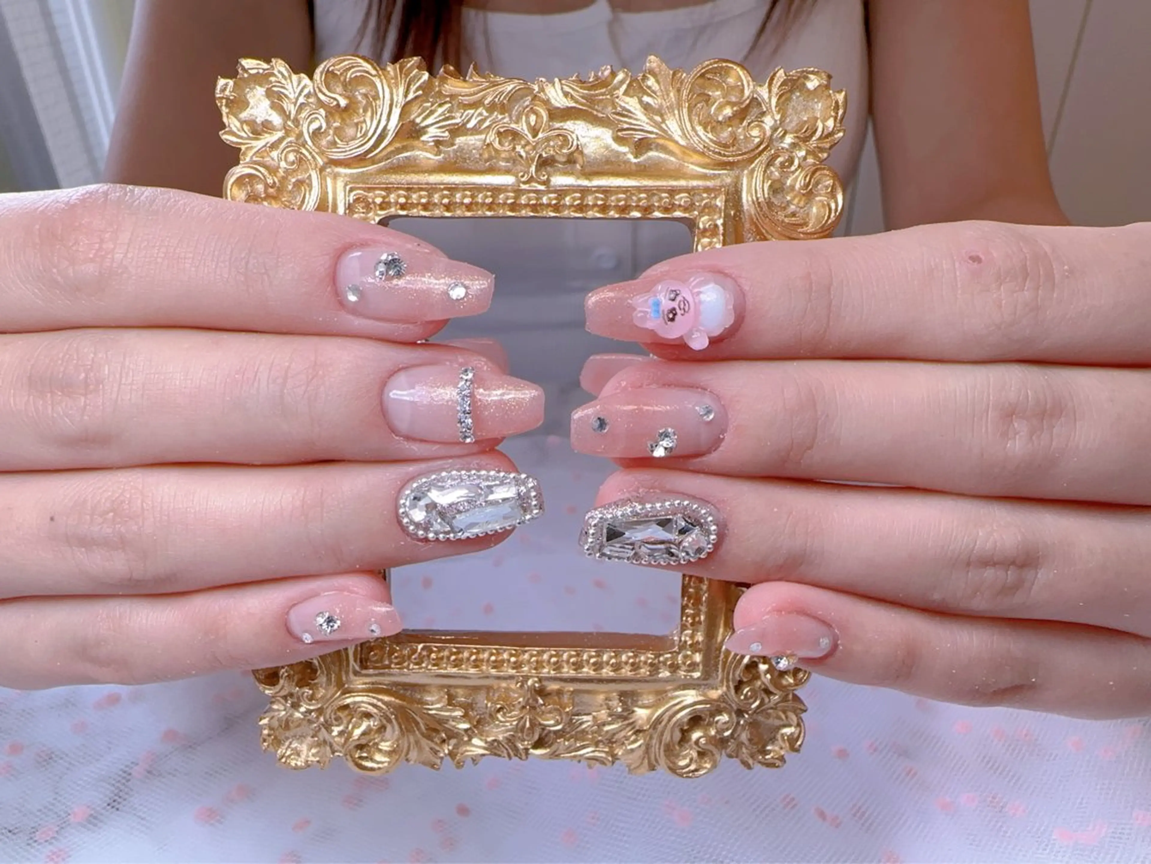 ネイル オーロラネイル 長さ出し フットネイル 韓国ネイル ラメ(グリッター) ハンドネイル Belle nail salon 新小岩のネイルデザイン