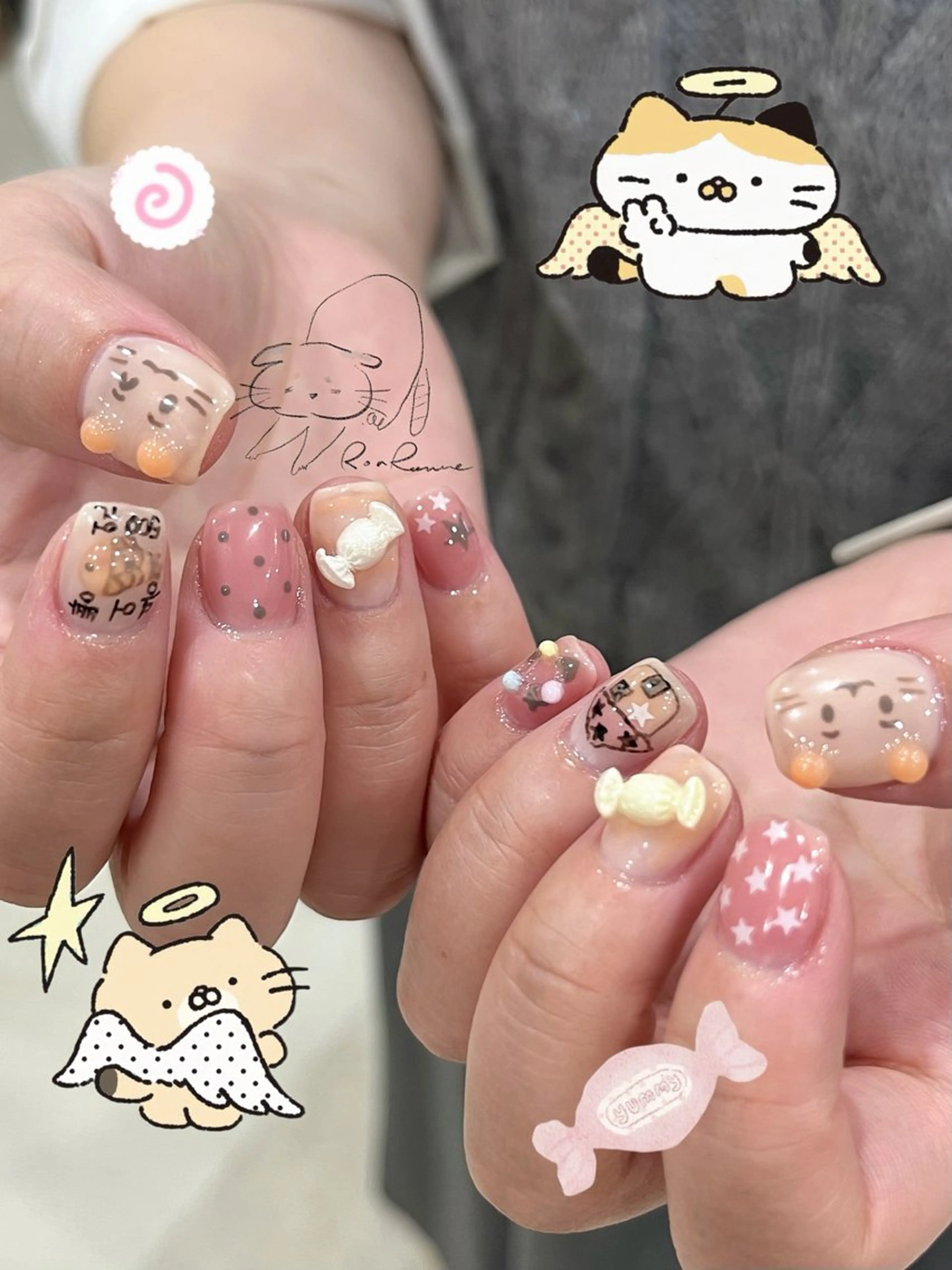 ネイル オーロラネイル 長さ出し フレンチネイル ジェルネイル ミラーネイル ハンドネイル ronronne .のネイルデザイン