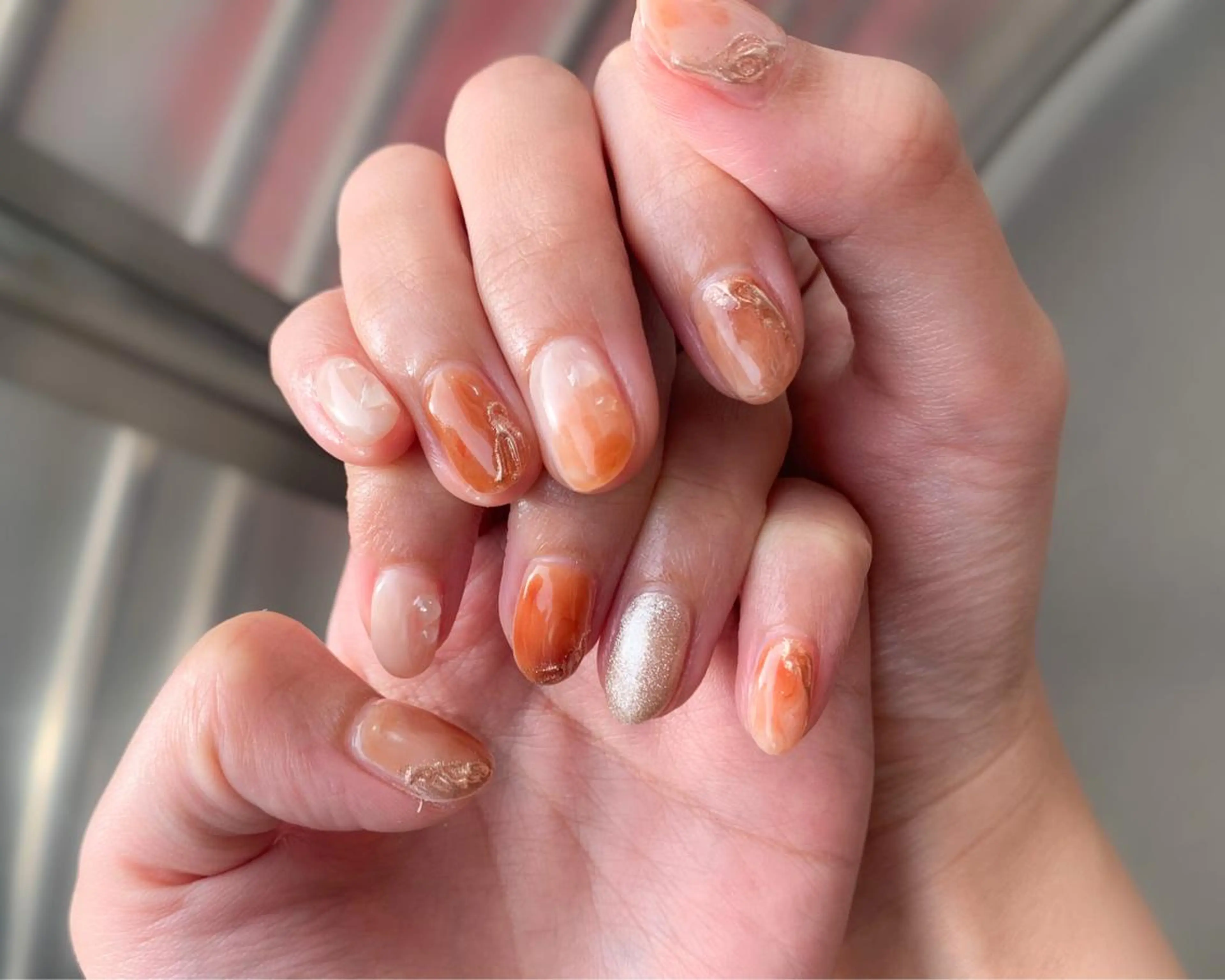 ネイル ニュアンスネイル オレンジ nail＊ runa🌻のネイルデザイン