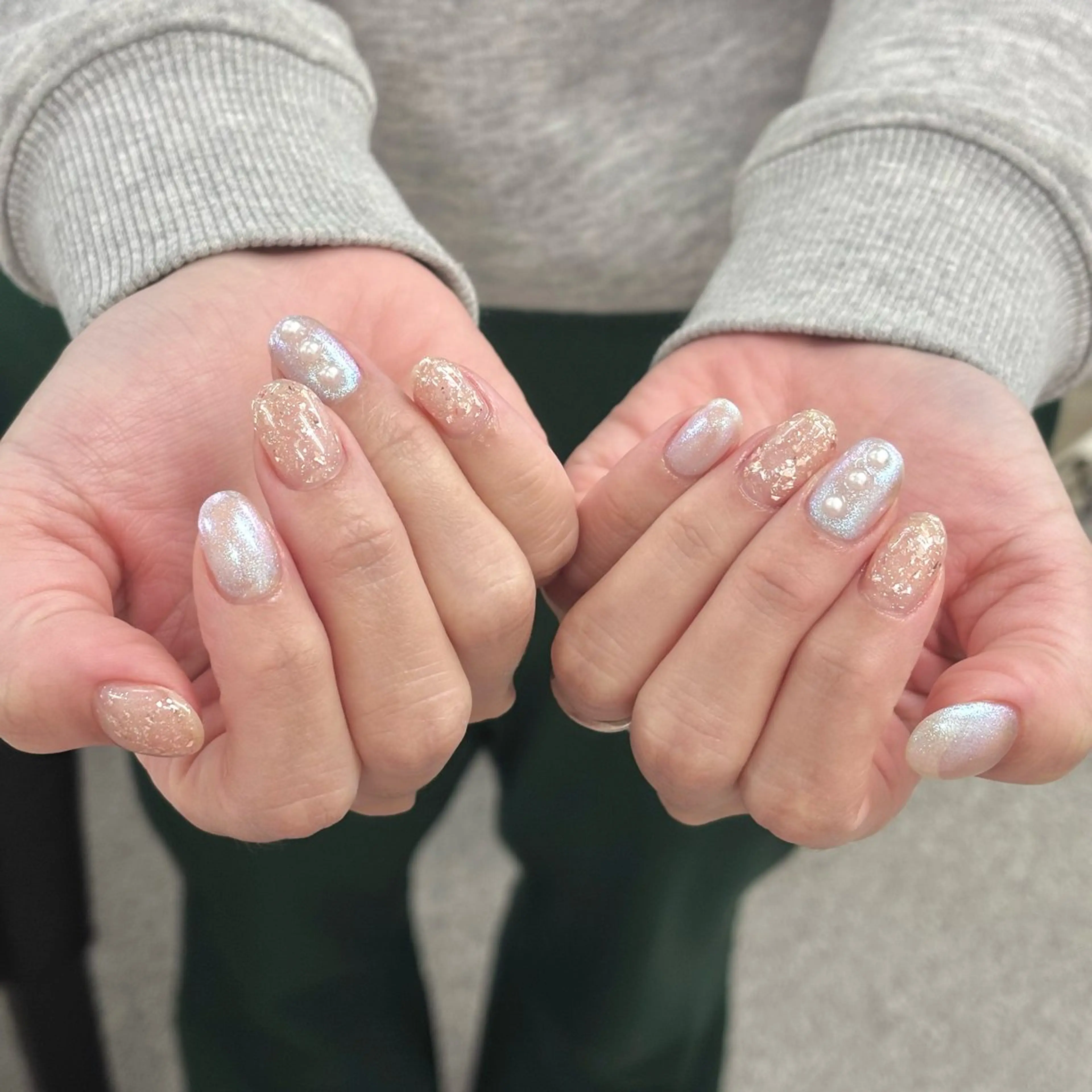 ネイル アートネイル フレンチネイル ジェルネイル ガラスフレンチ 韓国ネイル Kozeni NAIL SALONのネイルデザイン