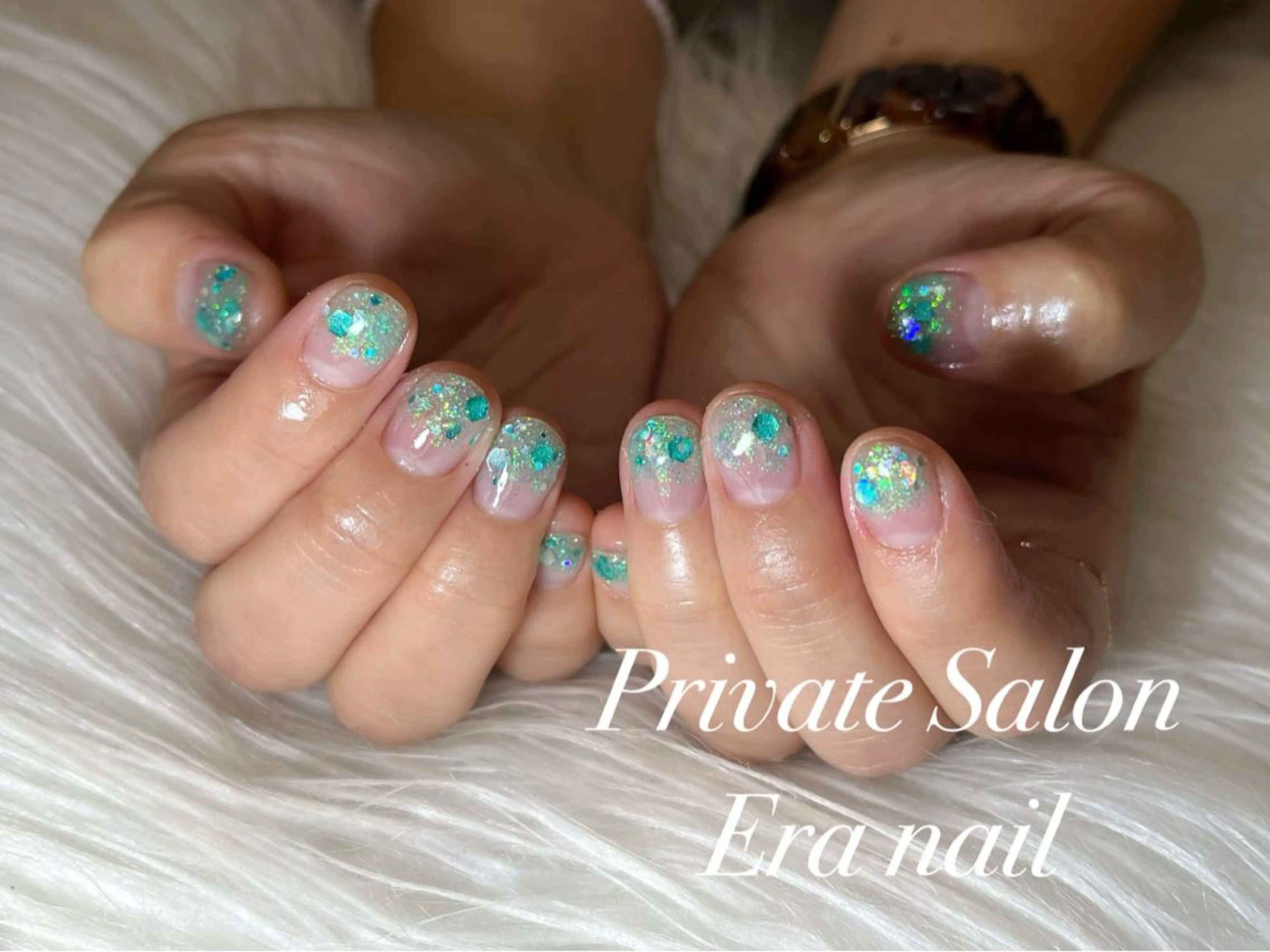 ネイル グラデーション ラメ(グリッター) ラメグラデーション ハンドネイル Era nailのネイルデザイン