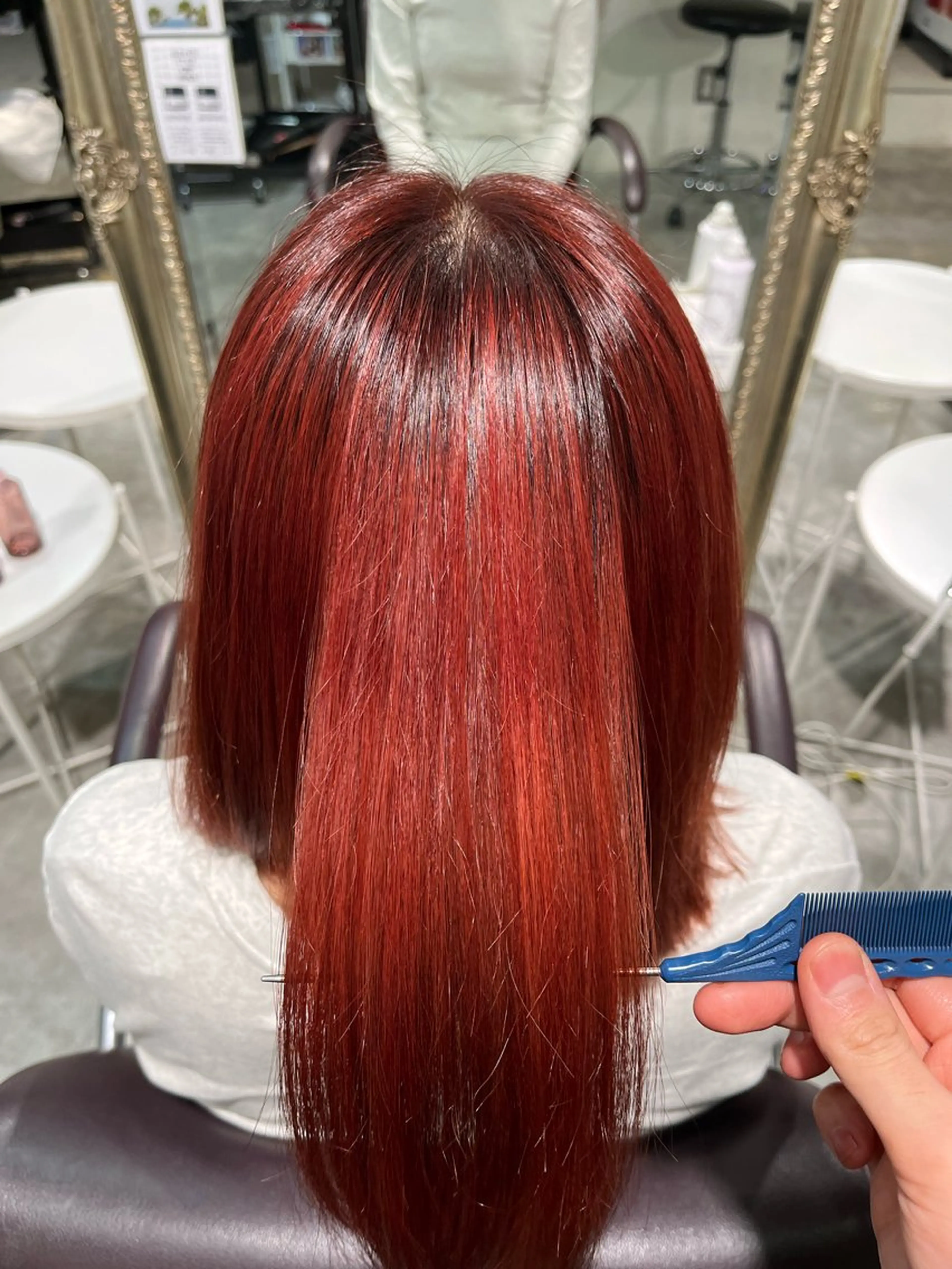 ミディアム カラー ヘアカラー トリートメント フェザーパーマ🌙 毛流れ yuzukiのヘアスタイル