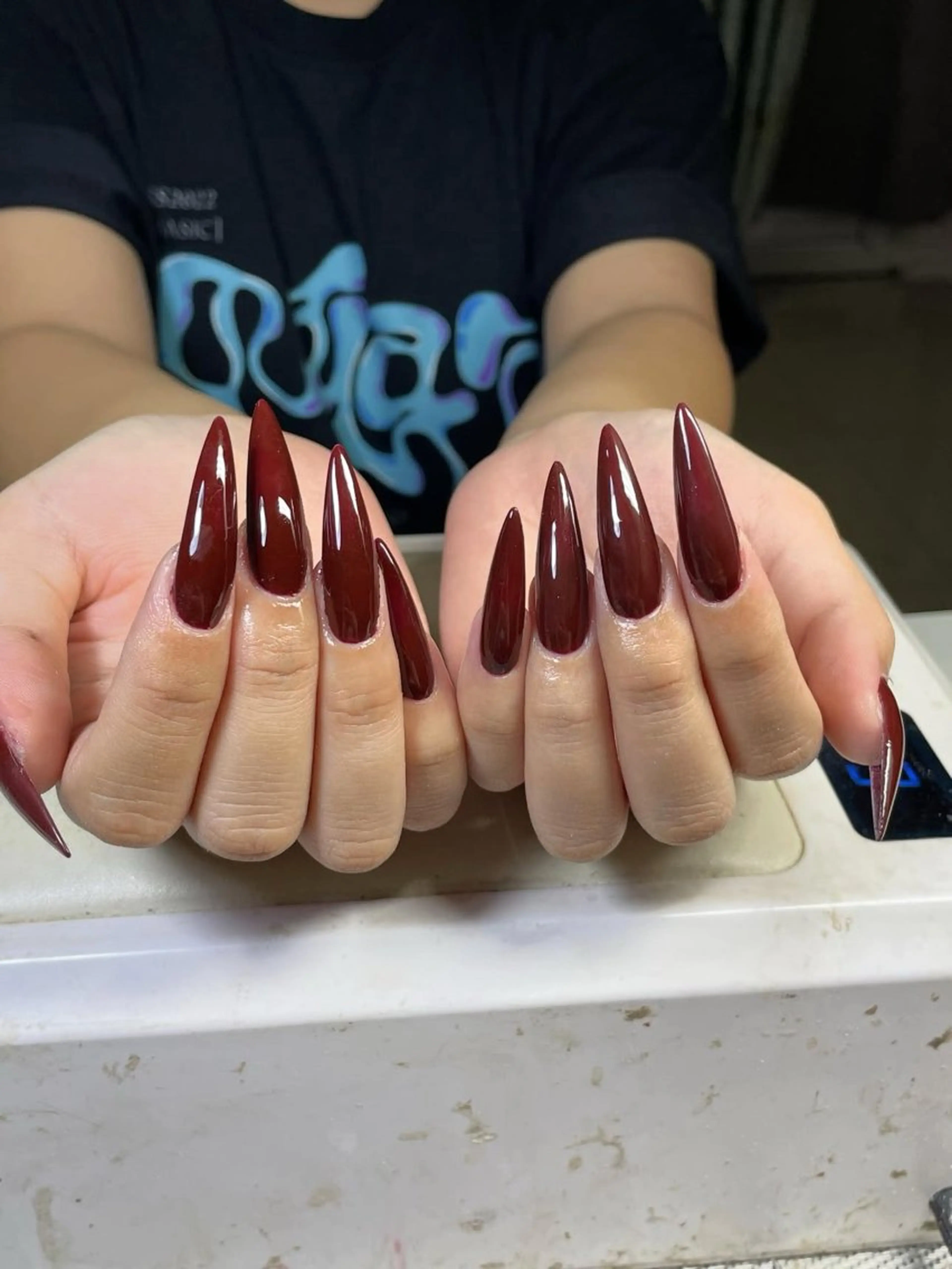 ネイル 長さ出し フレンチネイル ジェルネイル ガラスフレンチ 韓国ネイル ハンドネイル Minette nailHuongのネイルデザイン