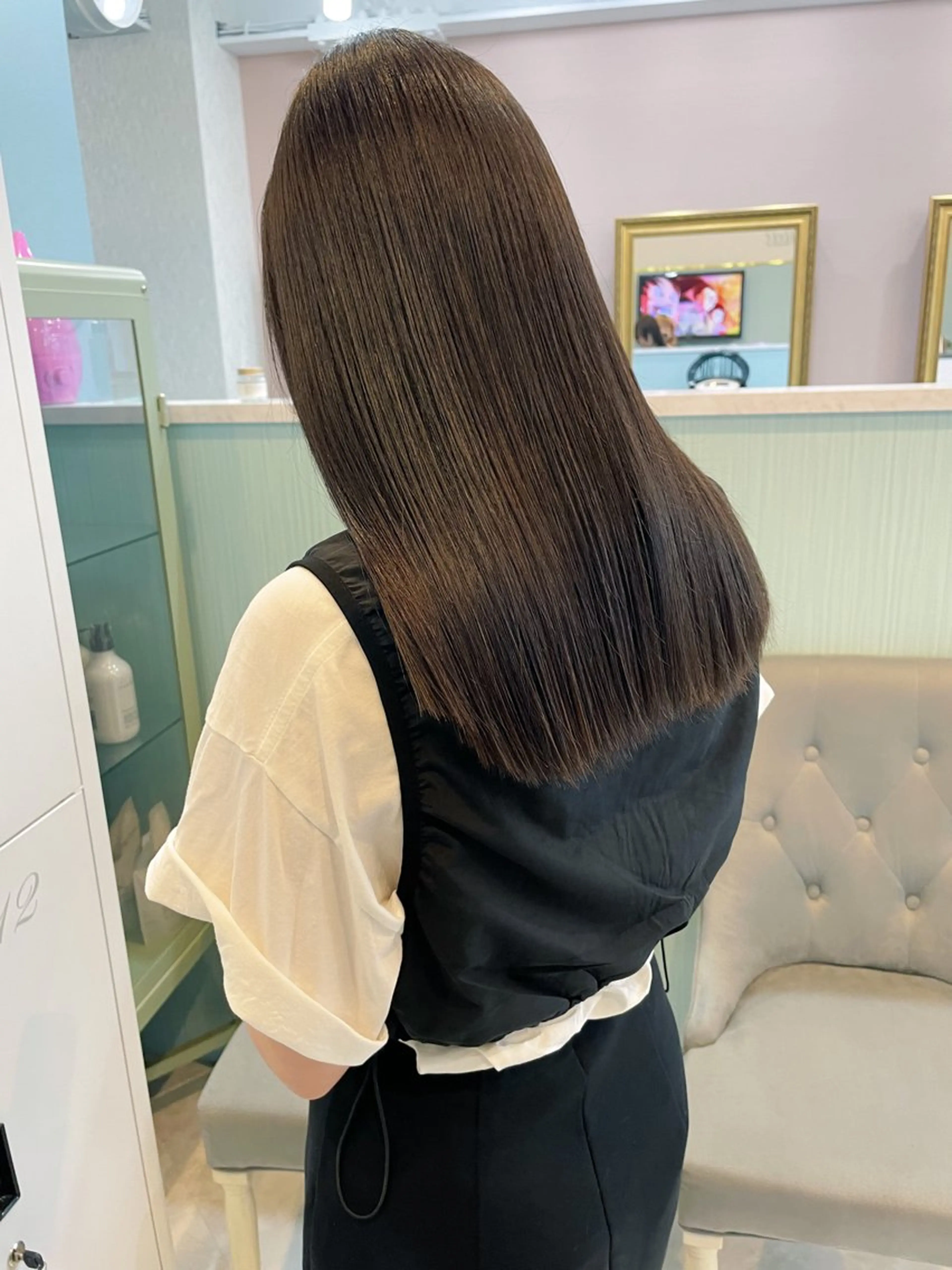 ロング ボブ 髪質改善 韓国風ヘア 縮毛矯正 トリートメント カット ヘアカラー トリートメント カラー得意【梅田】 瀧本友梨乃のヘアスタイル