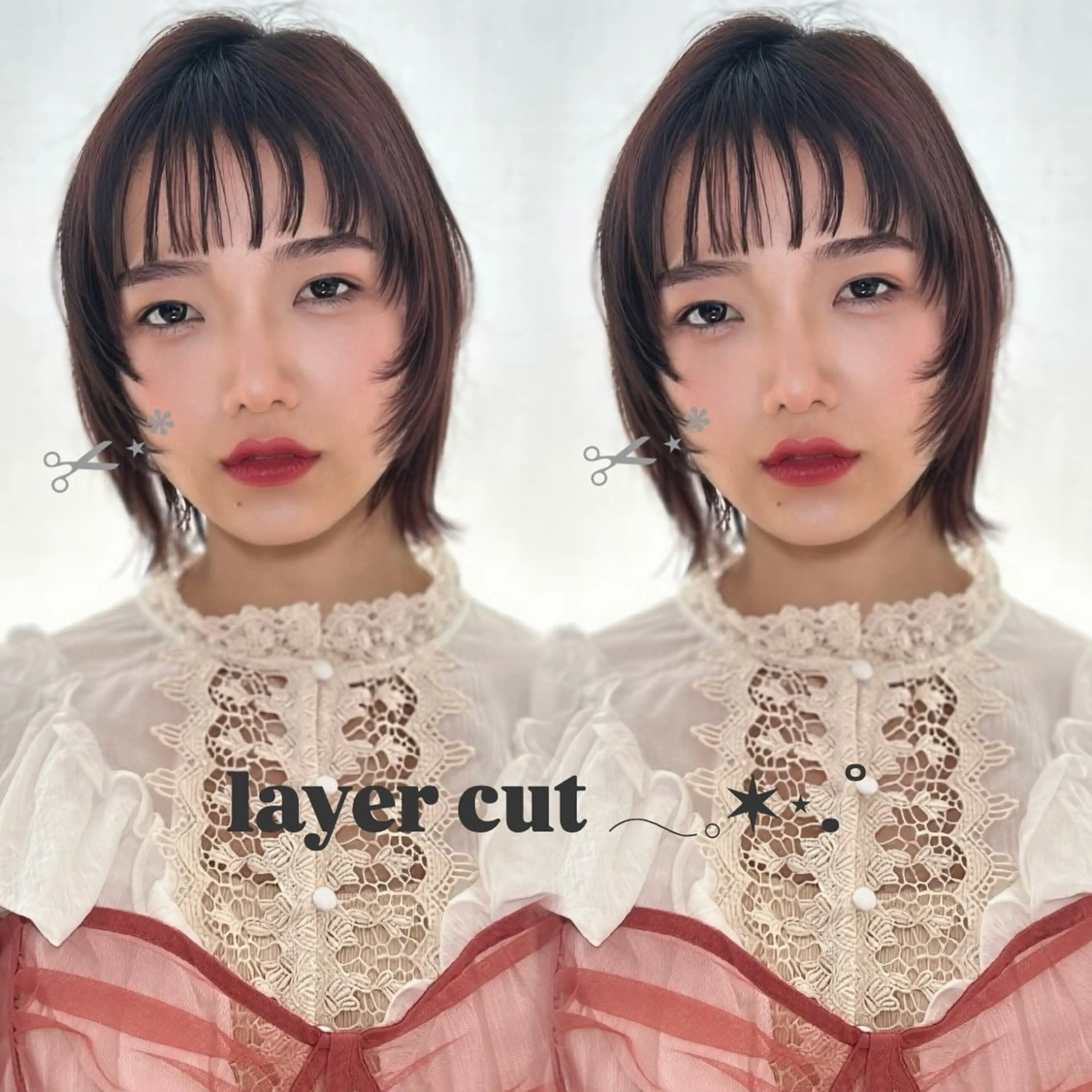ショート カラー カット 透明感カラー×レイヤ ー🧊横田 冴のヘアスタイル