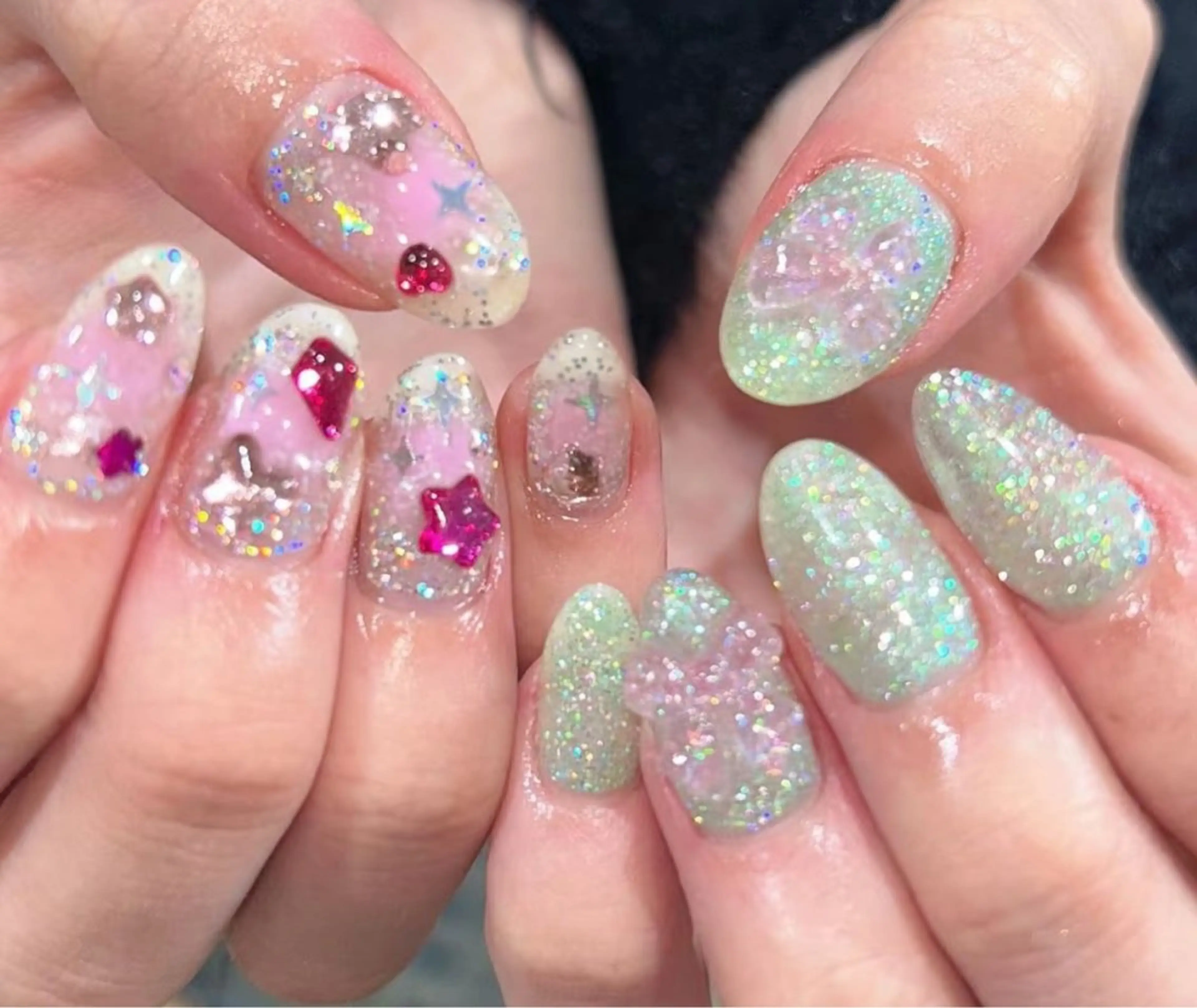 ネイル アートネイル オーロラネイル チークネイル フレンチネイル ガラスフレンチ ハンドネイル 🎀🎀YooLi Nail Salonのネイルデザイン