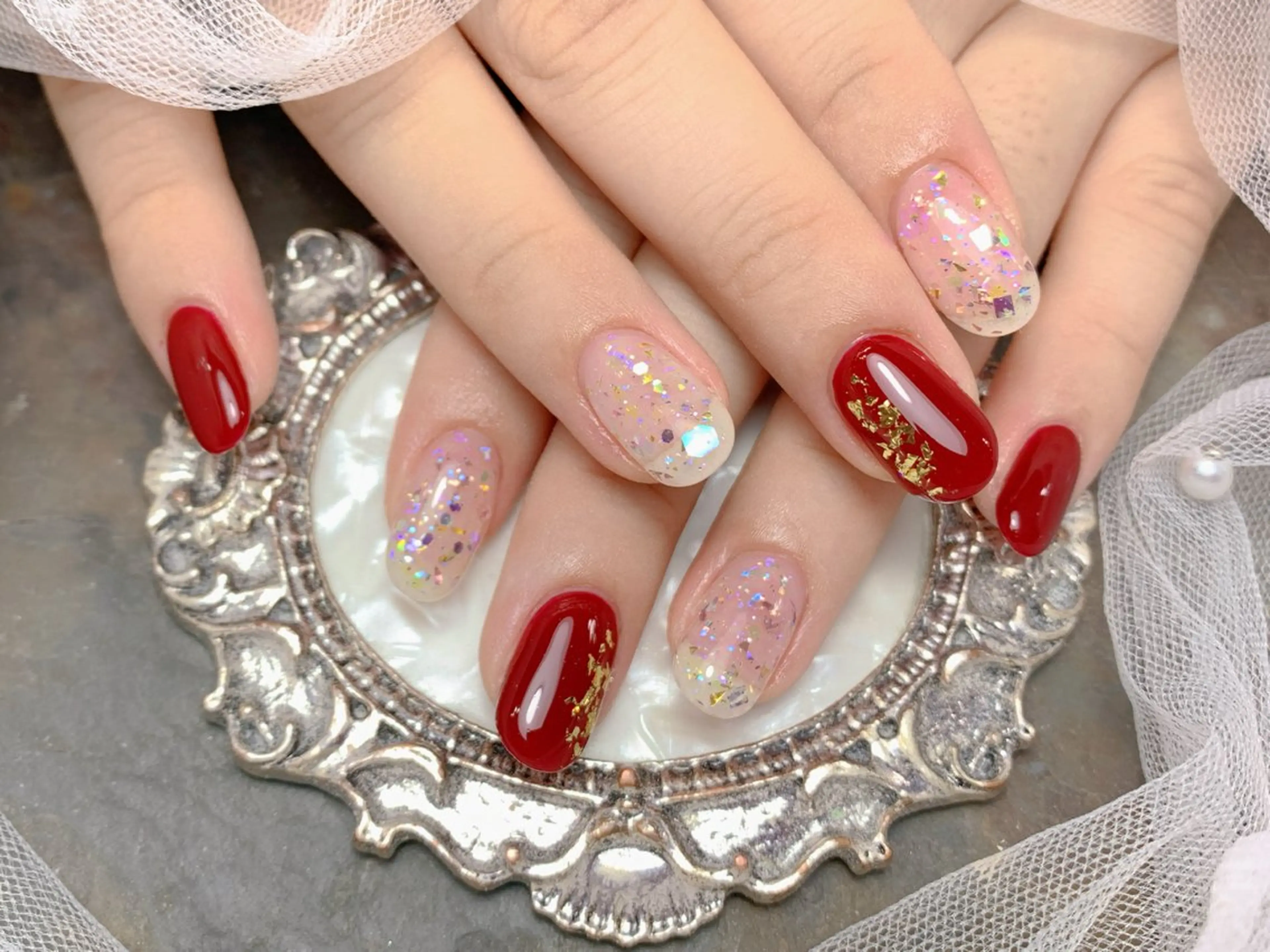 ネイル ハンドネイル マジック ミラーのネイルデザイン