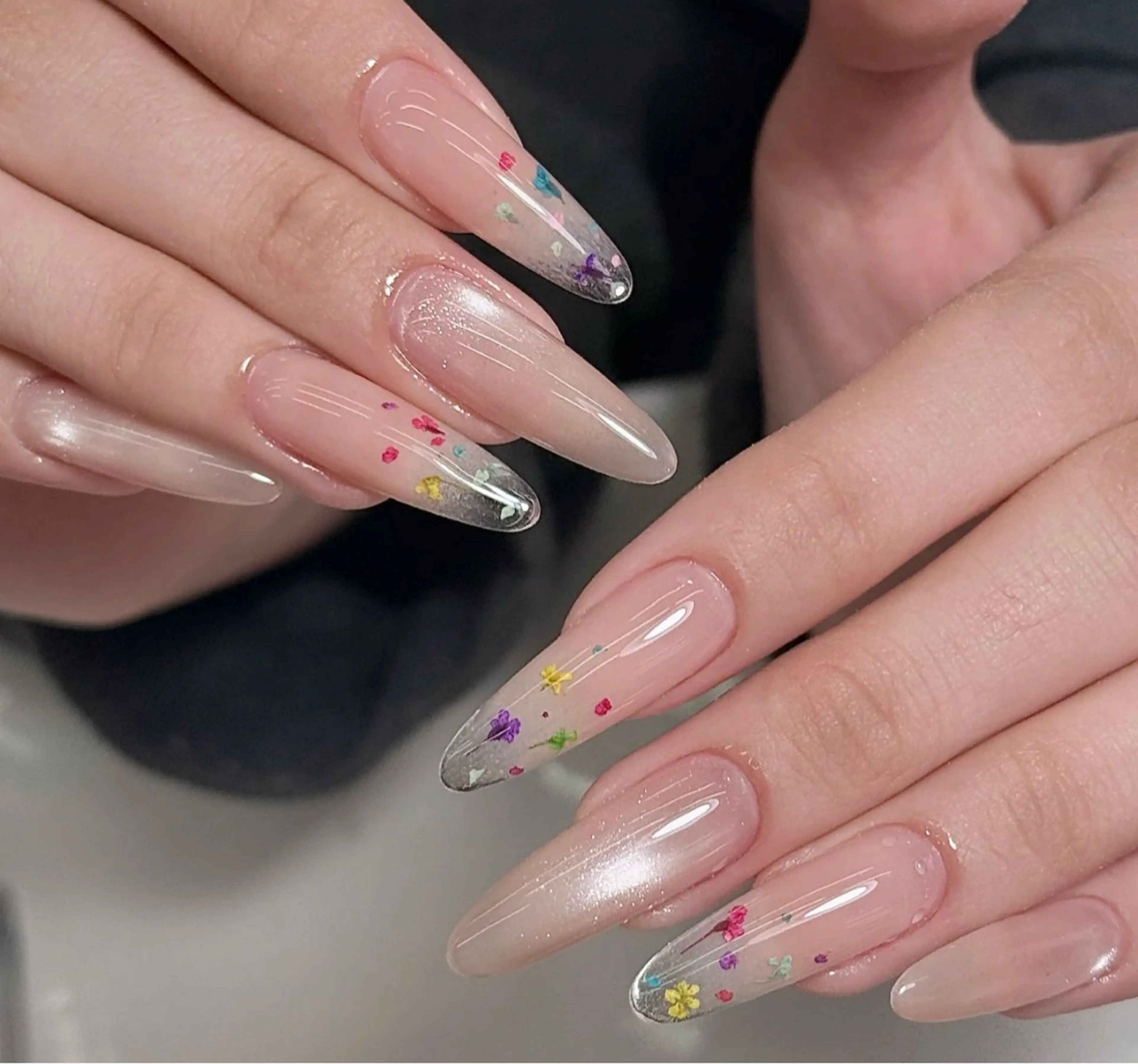 ネイル アートネイル オーロラネイル チークネイル フレンチネイル ガラスフレンチ ハンドネイル 🎀🎀YooLi Nail Salonのネイルデザイン