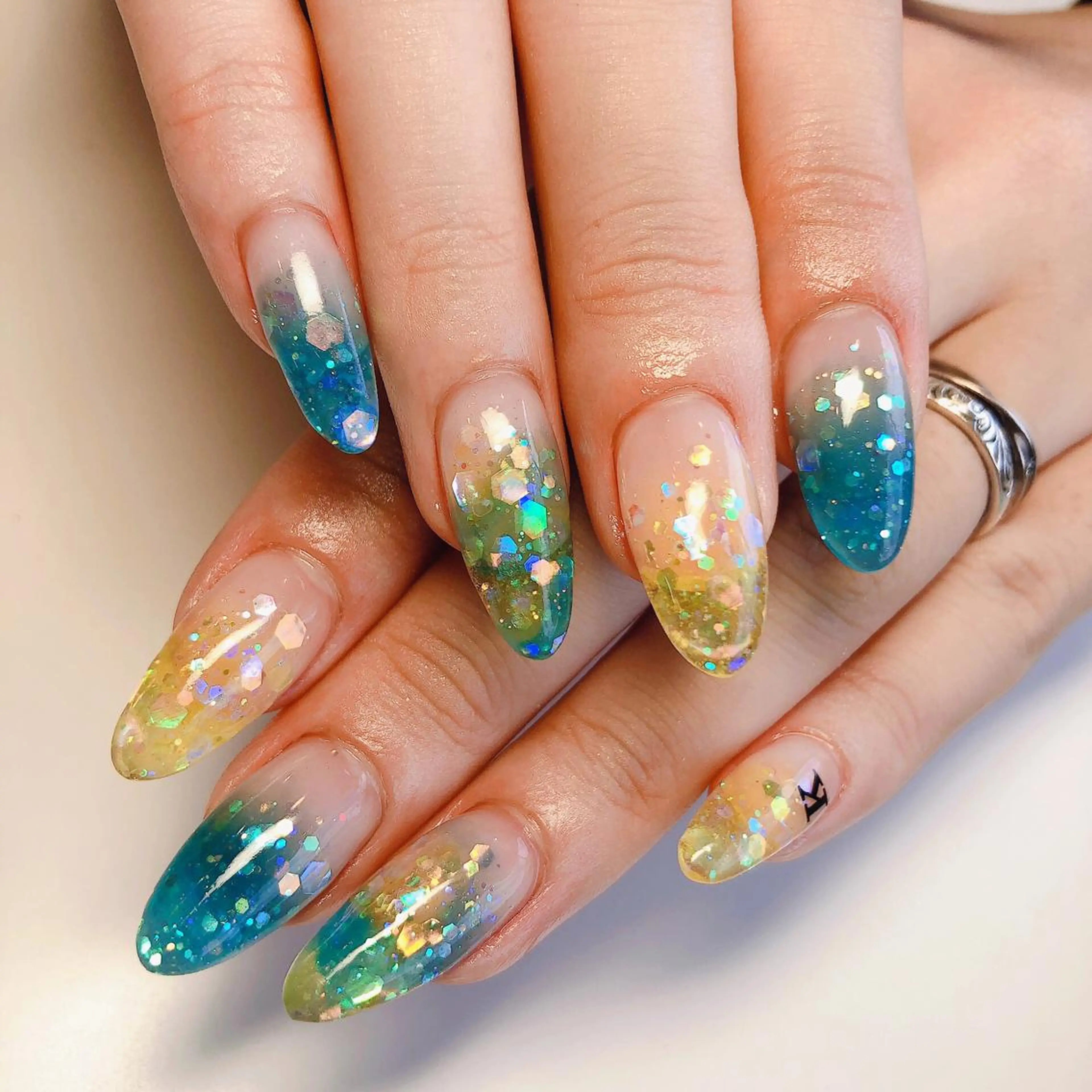 ネイル ラメ(グリッター) ラメグラデーション 大理石ネイル(マーブル) スカルプネイル ハンドネイル Nail salon Stellaのネイルデザイン