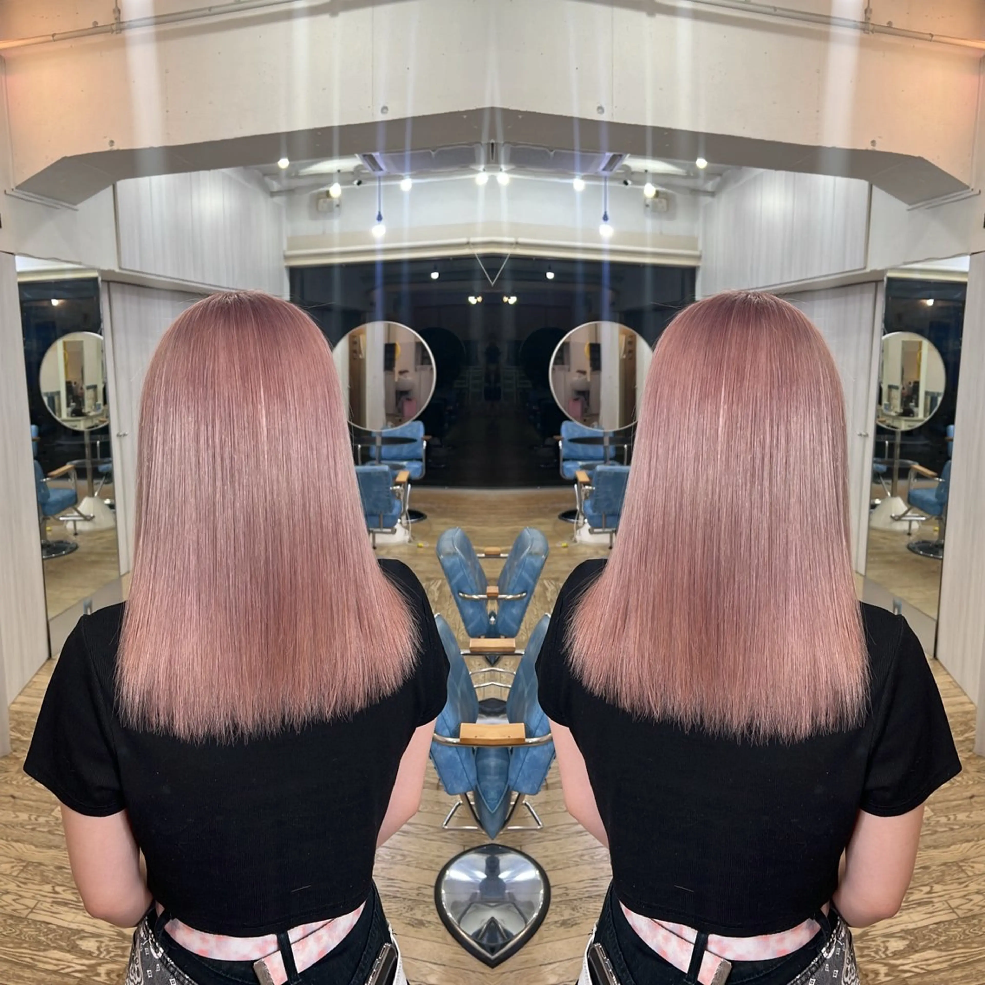 ミディアム カラー ピンクカラー カット ヘアカラー トリートメント 💎ハイトーン/艶 カラー モエカ💎のヘアスタイル