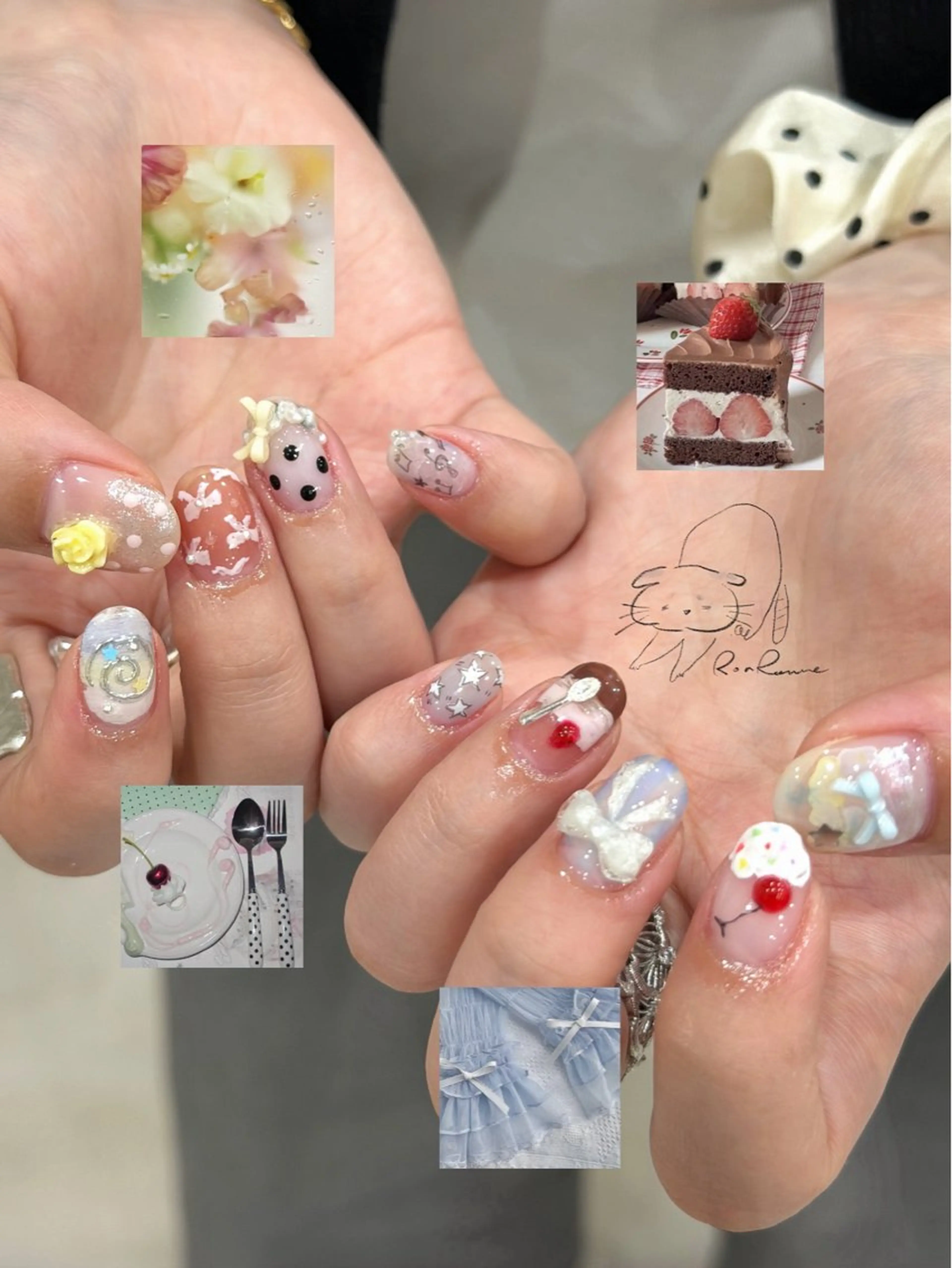 ネイル チークネイル フレンチネイル グラデーション マグネットネイル ワンカラーネイル ハンドネイル ronronne .のネイルデザイン