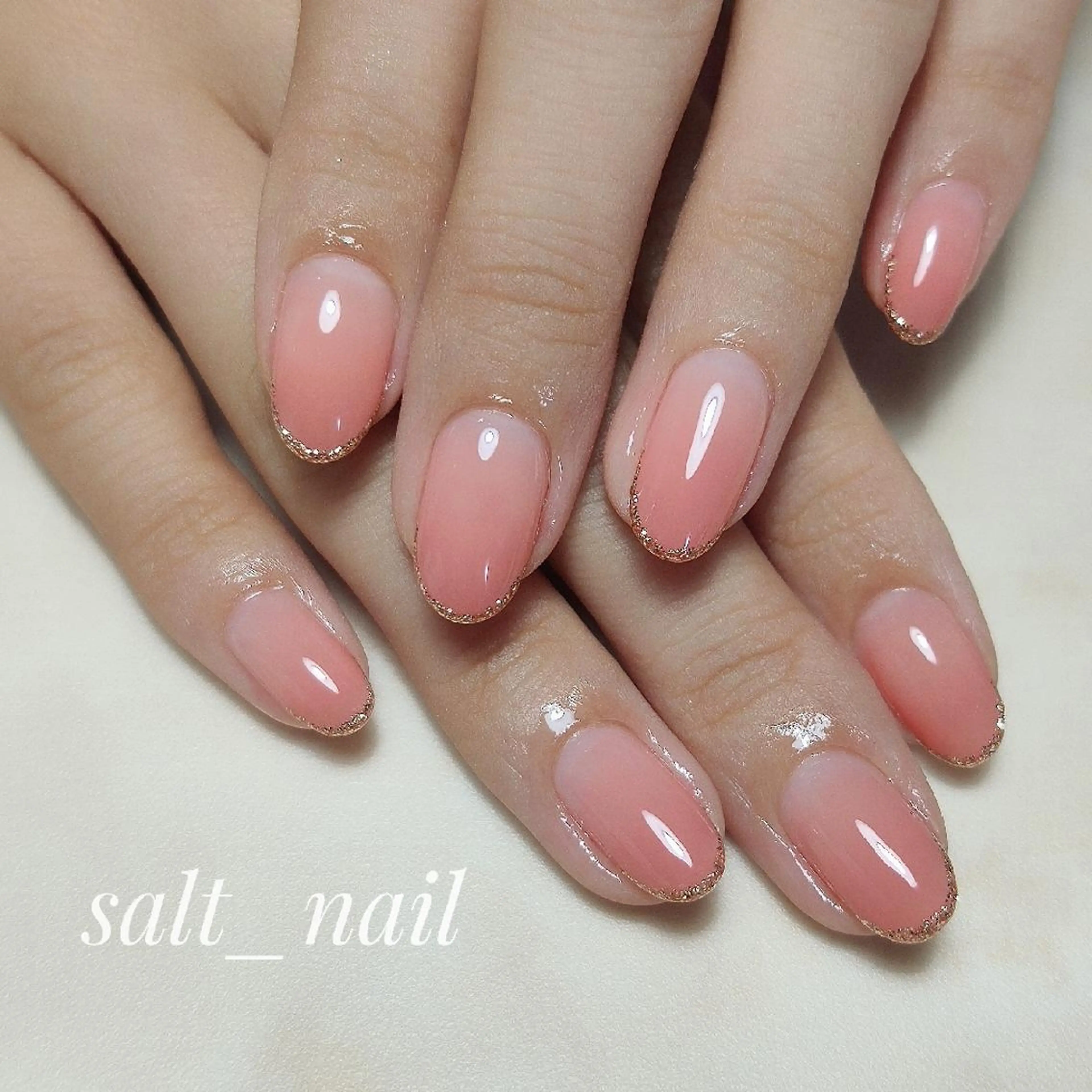 ネイル フレンチネイル ラメ(グリッター) 個人サロン saltnailのネイルデザイン