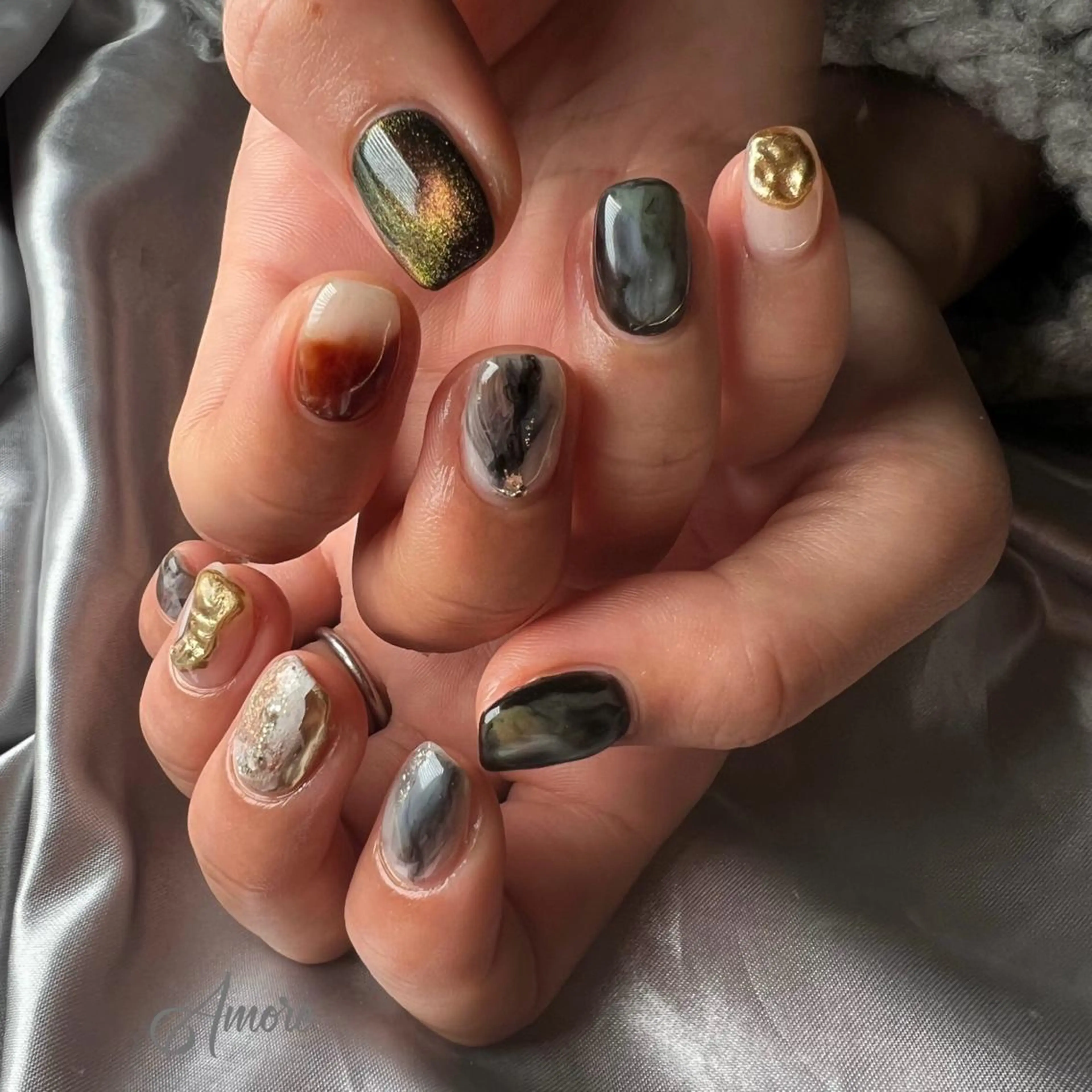 ネイル ジェルネイル ミラーネイル オフィスネイル パラジェル You kyehwaのネイルデザイン