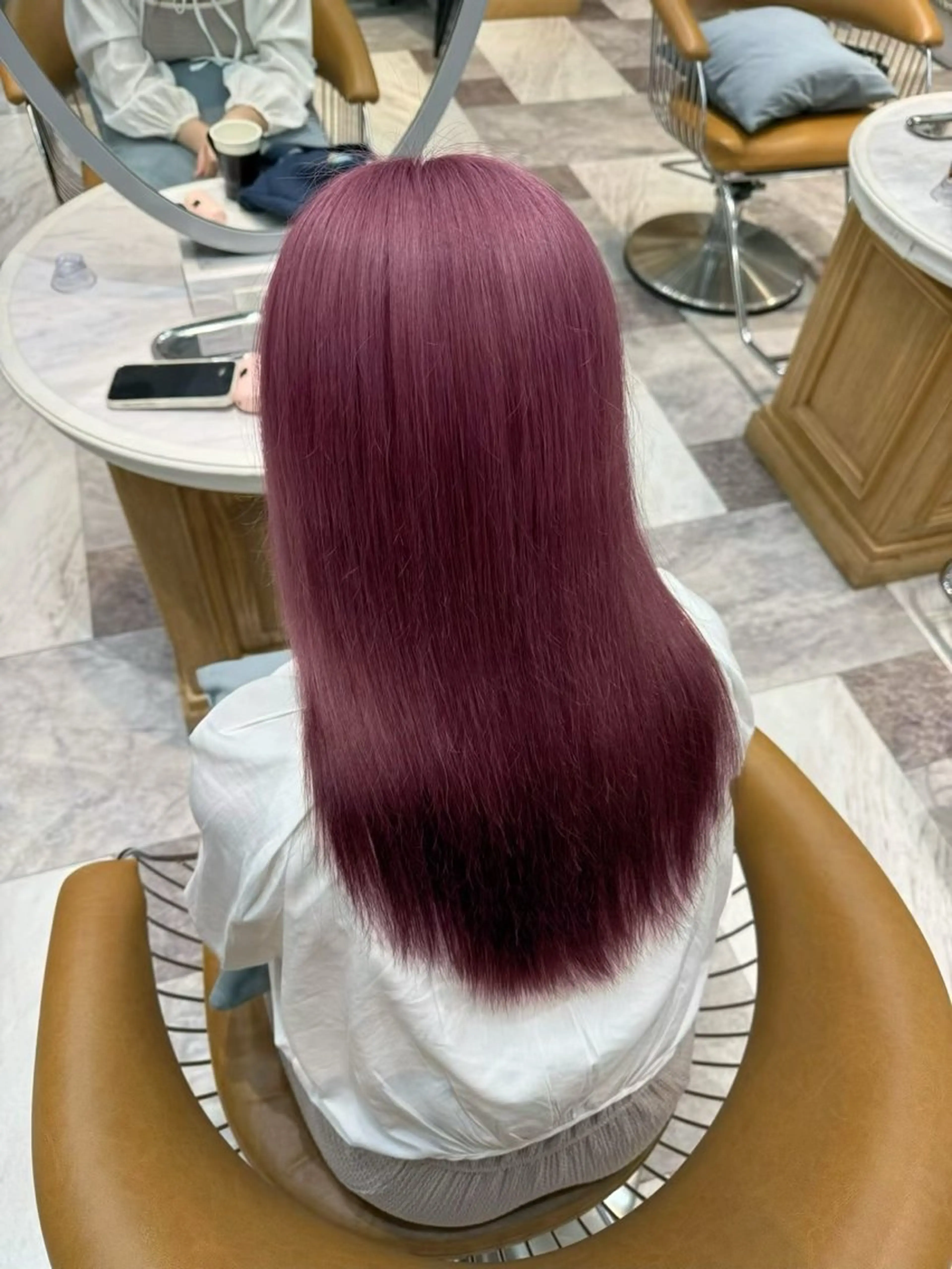 ロング ボブ ハイライト 髪質改善 夏目唯衣/透明感 /艶カラーのヘアスタイル