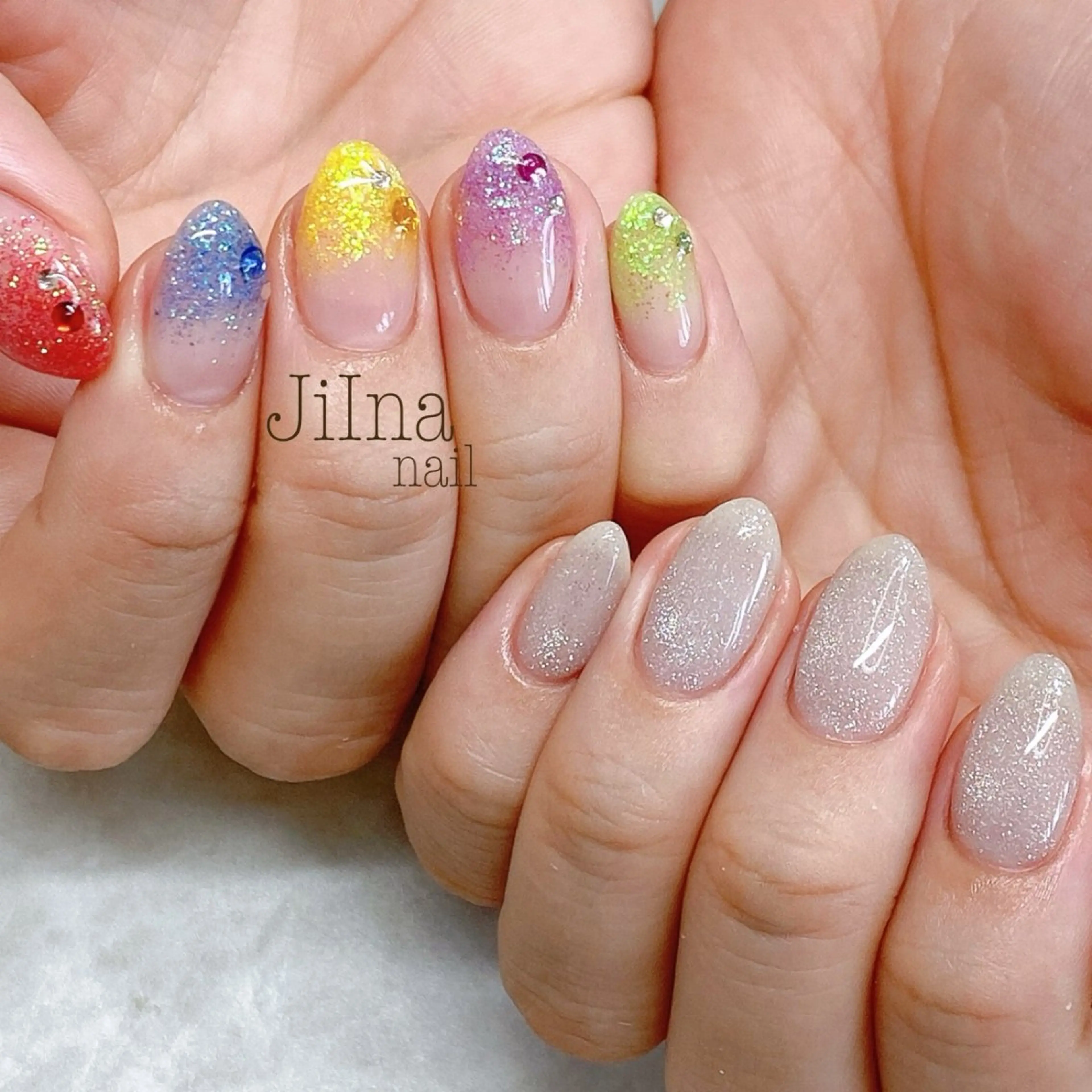 ネイル ラメ(グリッター) ラメグラデーション マグネットネイル JiIna nailのネイルデザイン