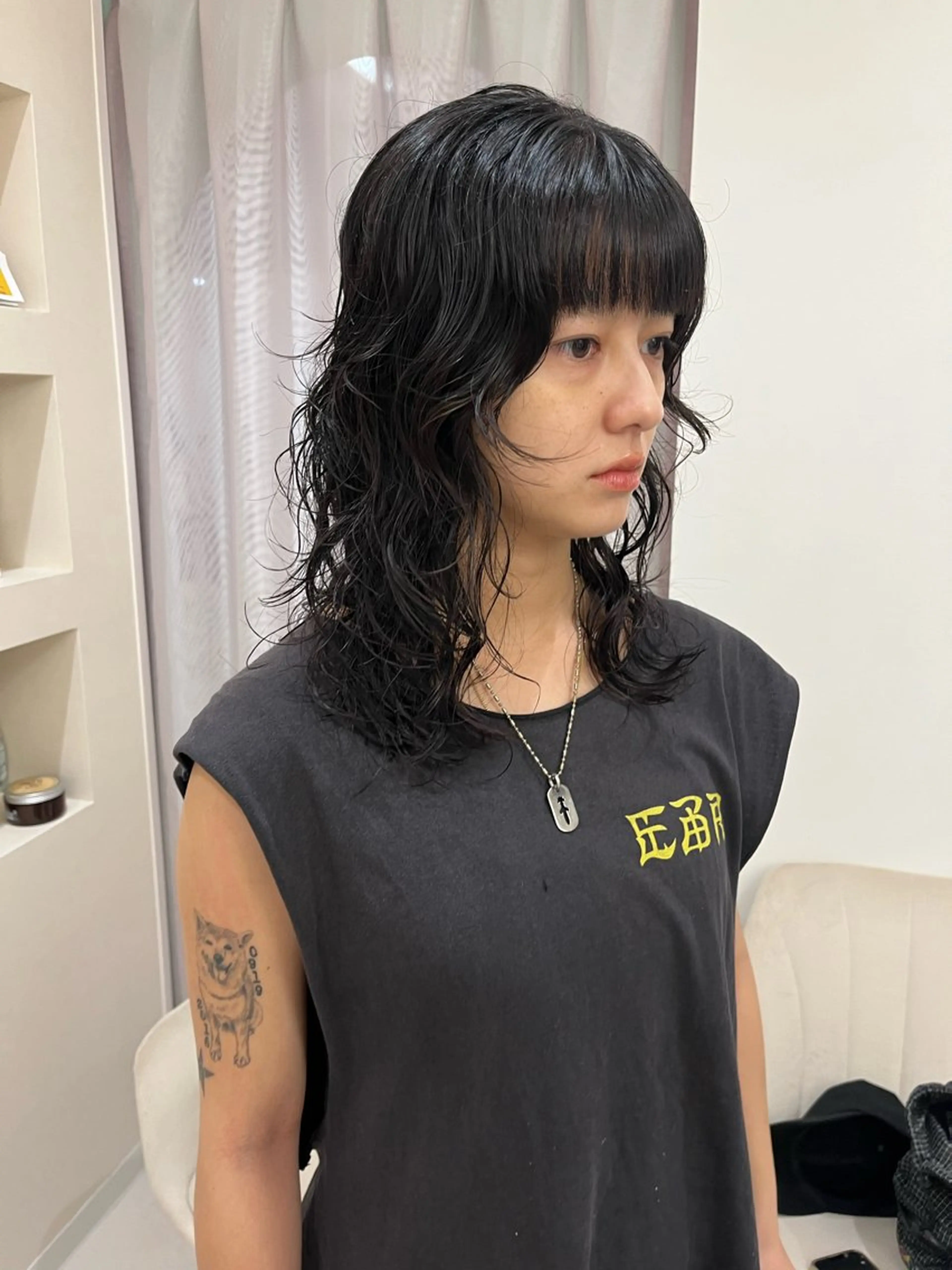 ミディアム パーマ カット パーマ トリートメント 松村 澪里のヘアスタイル