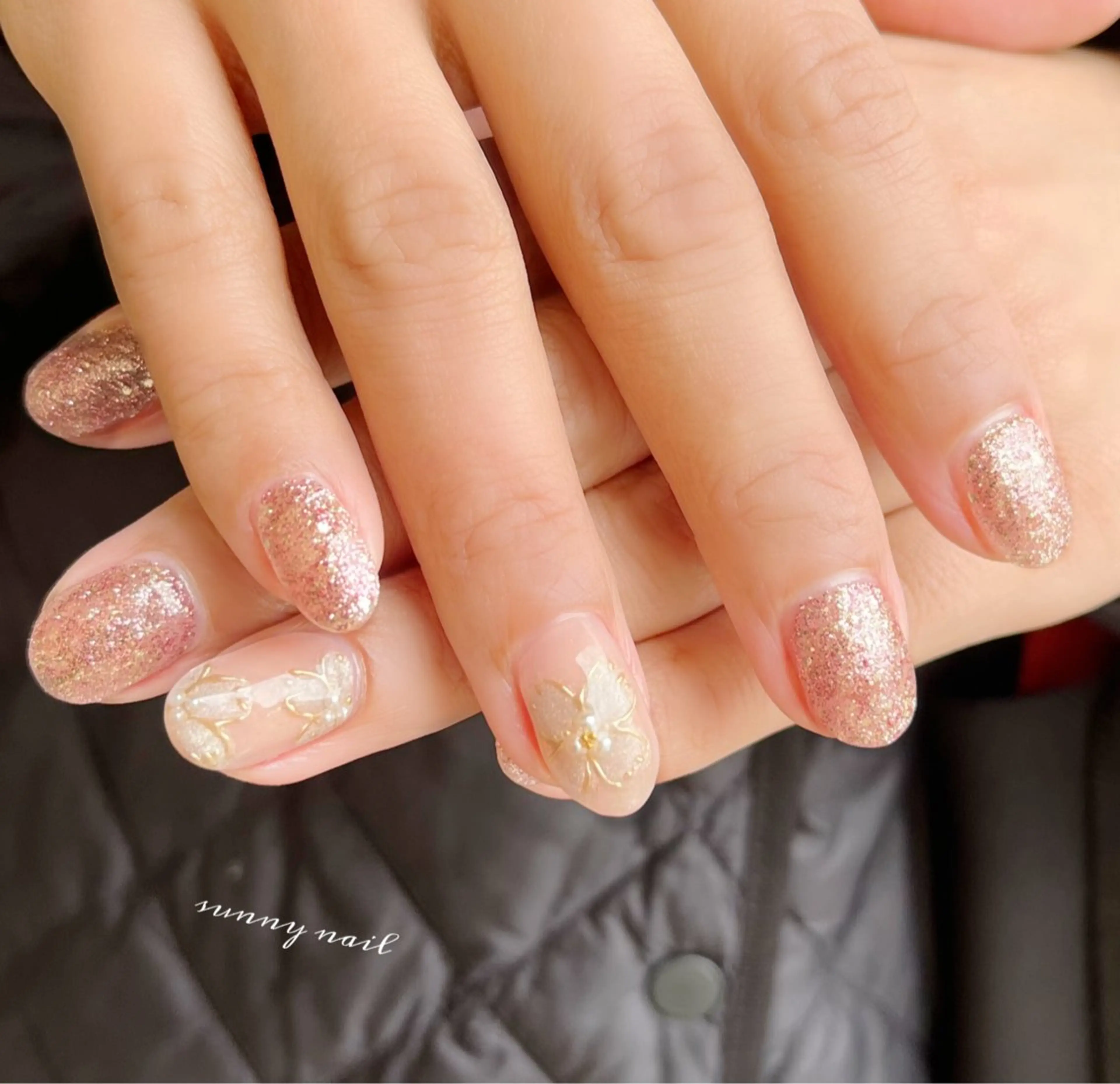 ネイル 桜ネイル フラワーネイル ジェルネイル ミラーネイル パラジェル sunny nailのネイルデザイン