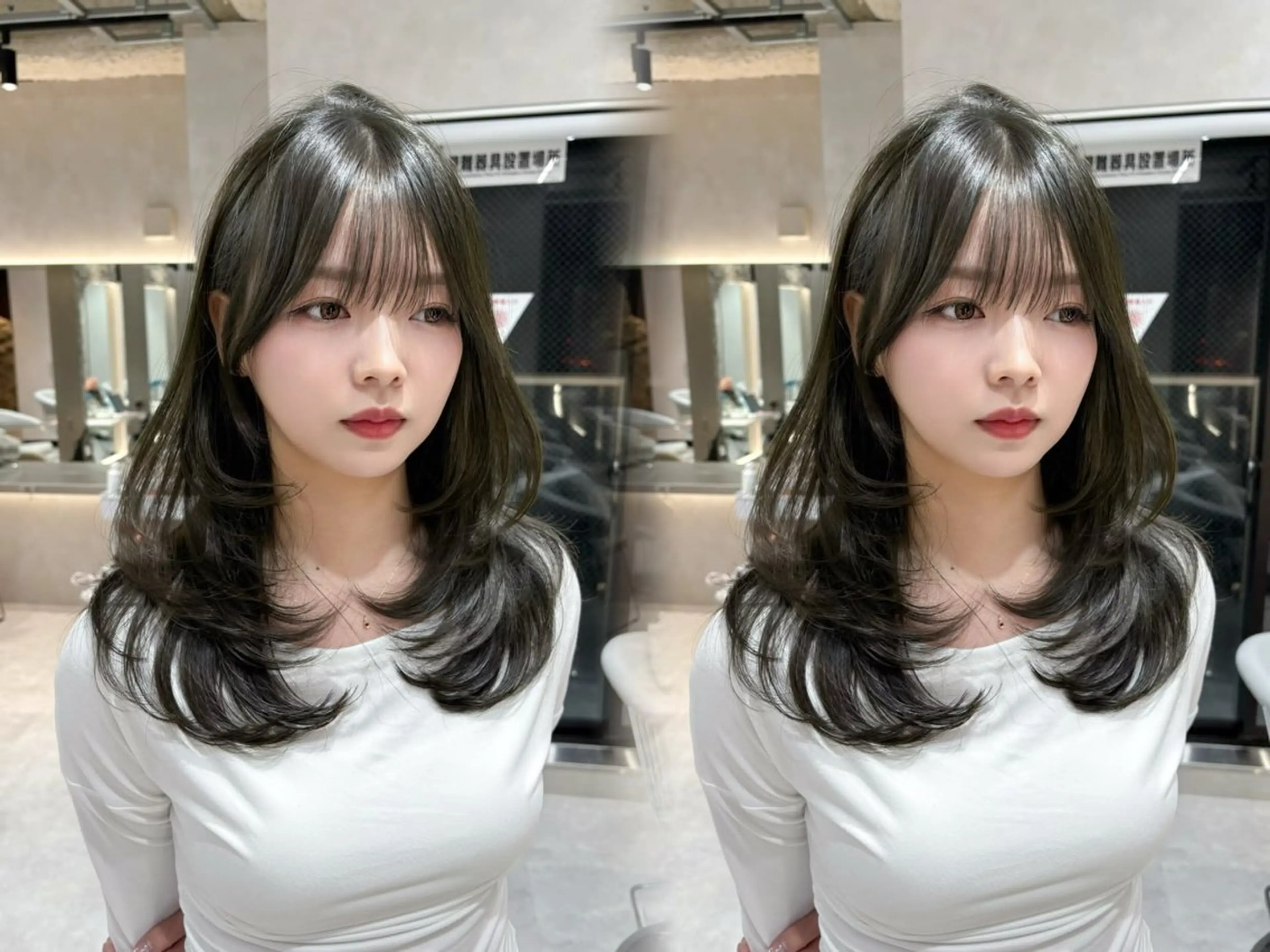 セミロング カラー 透明感カラー グレージュ オリーブグレージュ オリーブグレー カット ヘアカラー トリートメント 村上 大武のヘアスタイル