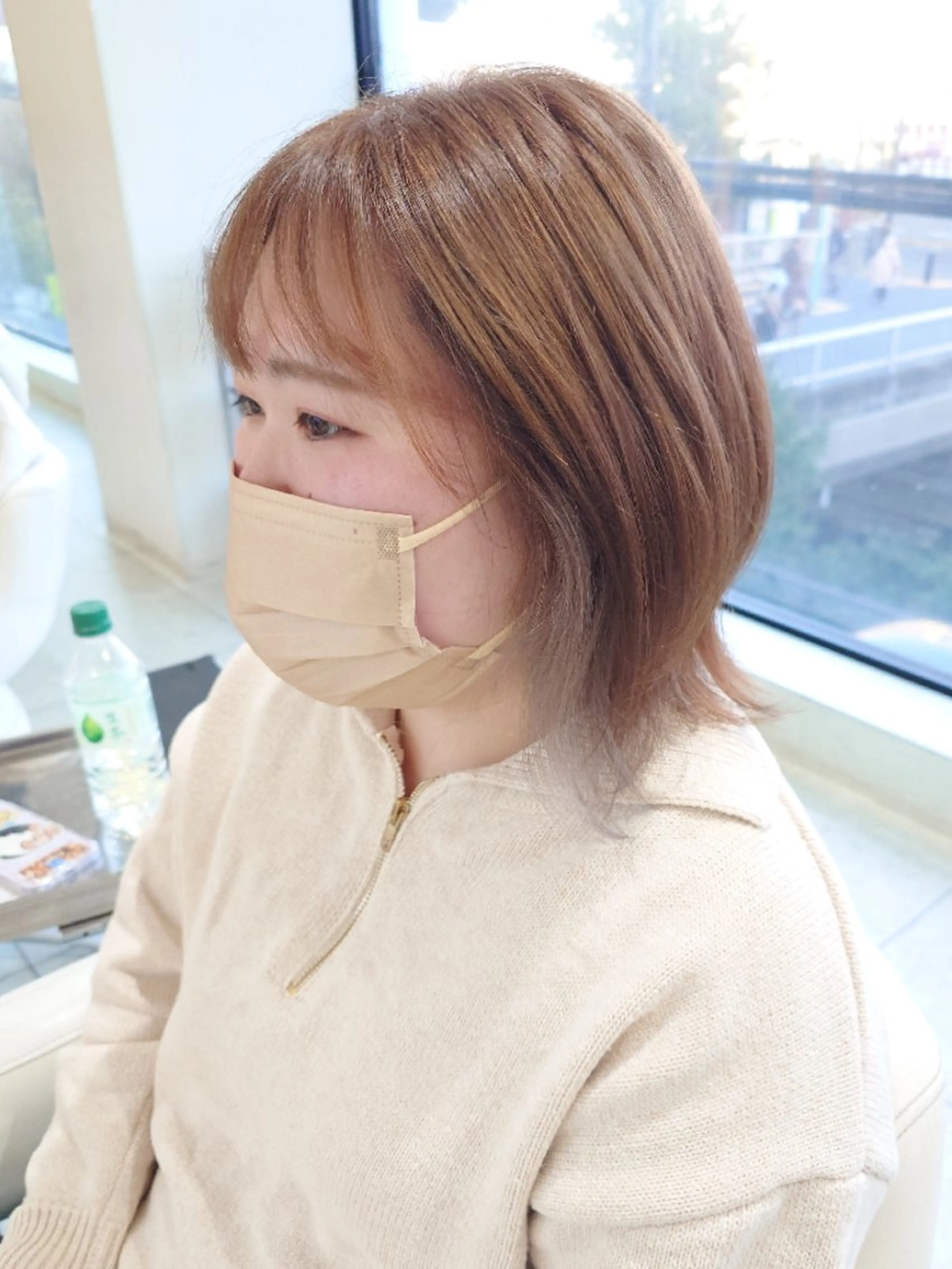 ミディアム カット ヘアカラー ブリーチなしで透明感 カラー松内真太のヘアスタイル