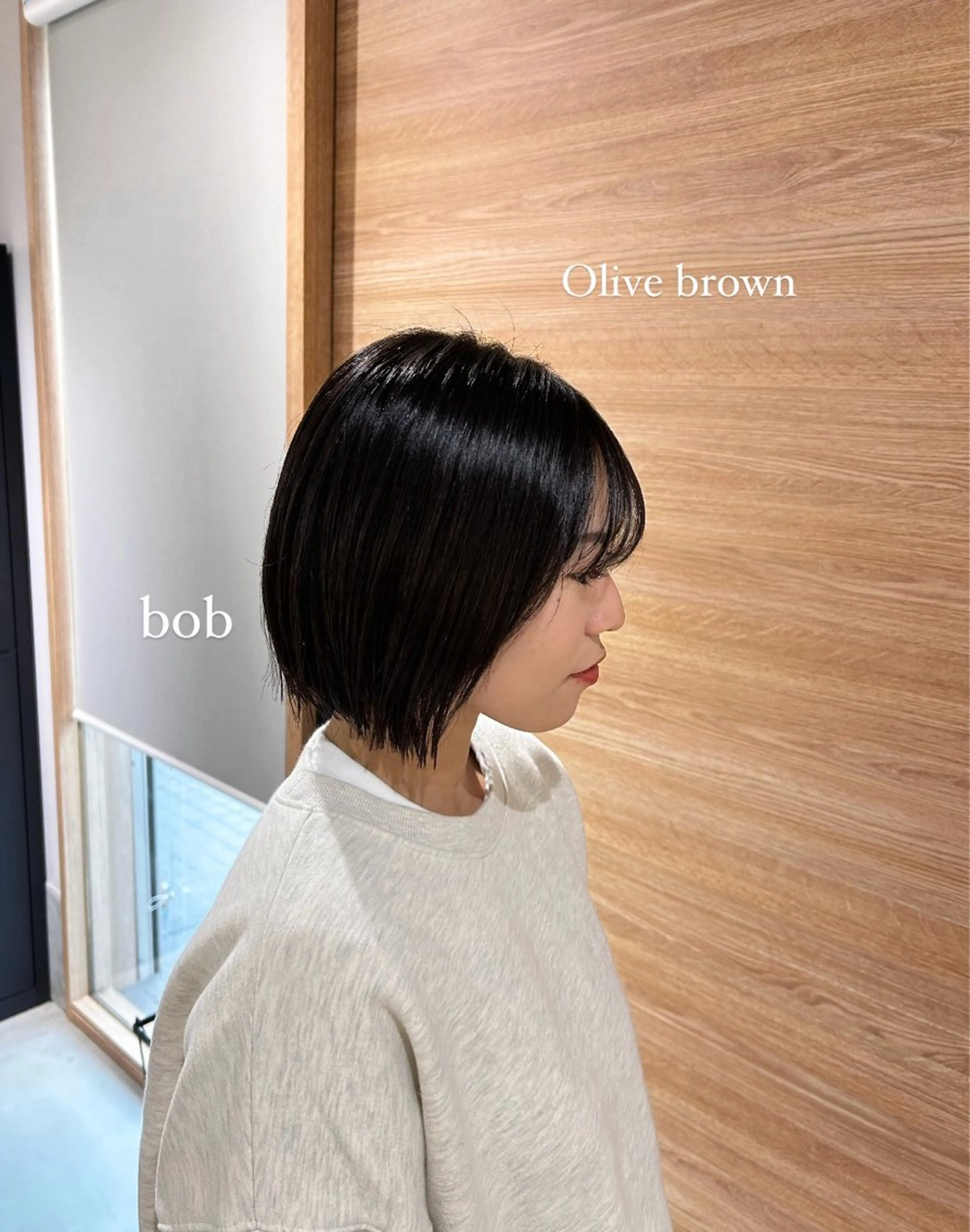 ショート カラー ブラウンカラー オリーブブラウン ボブ 透明感ケアカラー/ レイヤー/ryokaのヘアスタイル