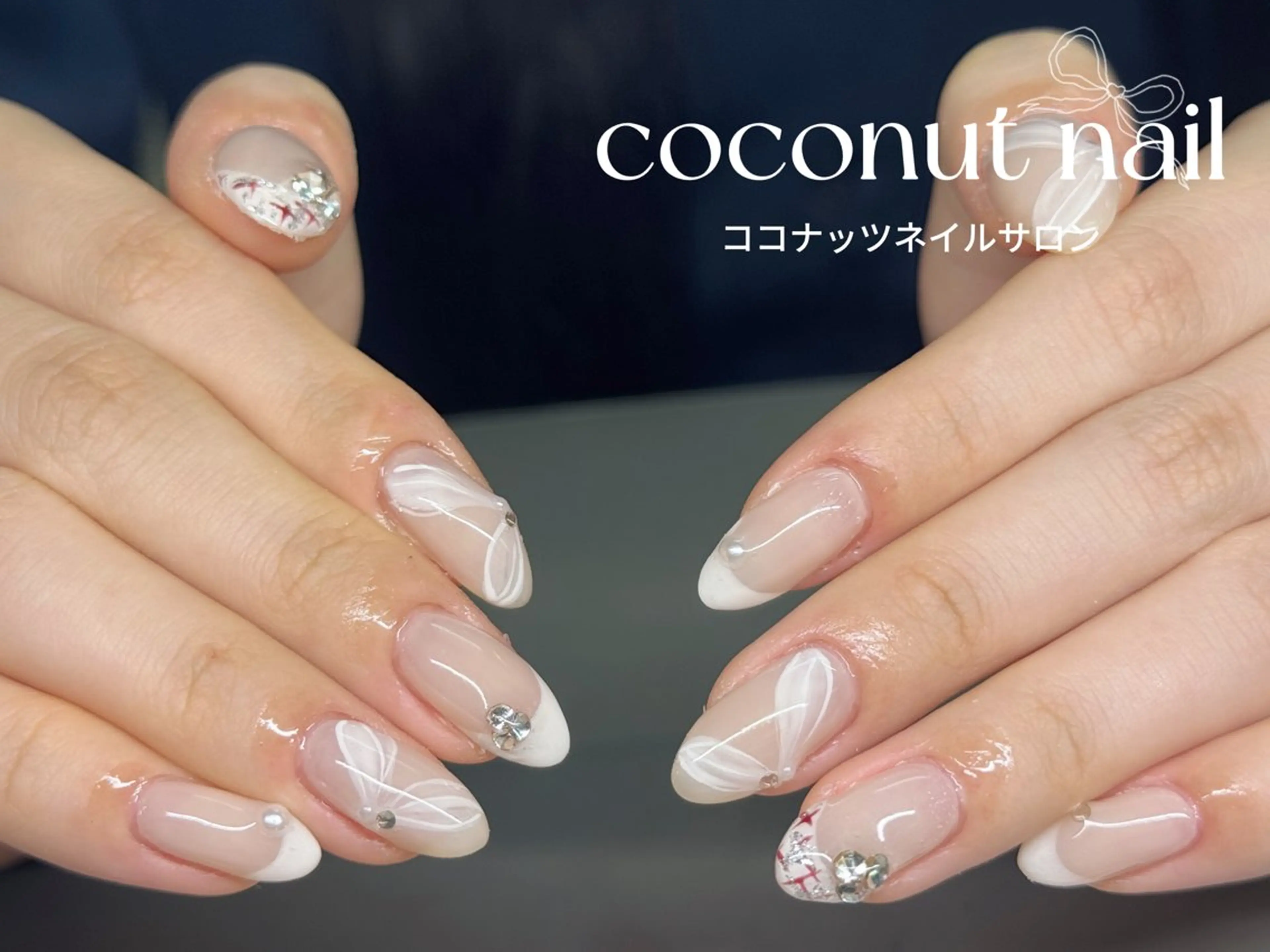 ネイル べっ甲ネイル フレンチネイル キラキラネイル マグネットネイル 大理石ネイル(マーブル) ハンドネイル 神田 ココナッツのネイルデザイン