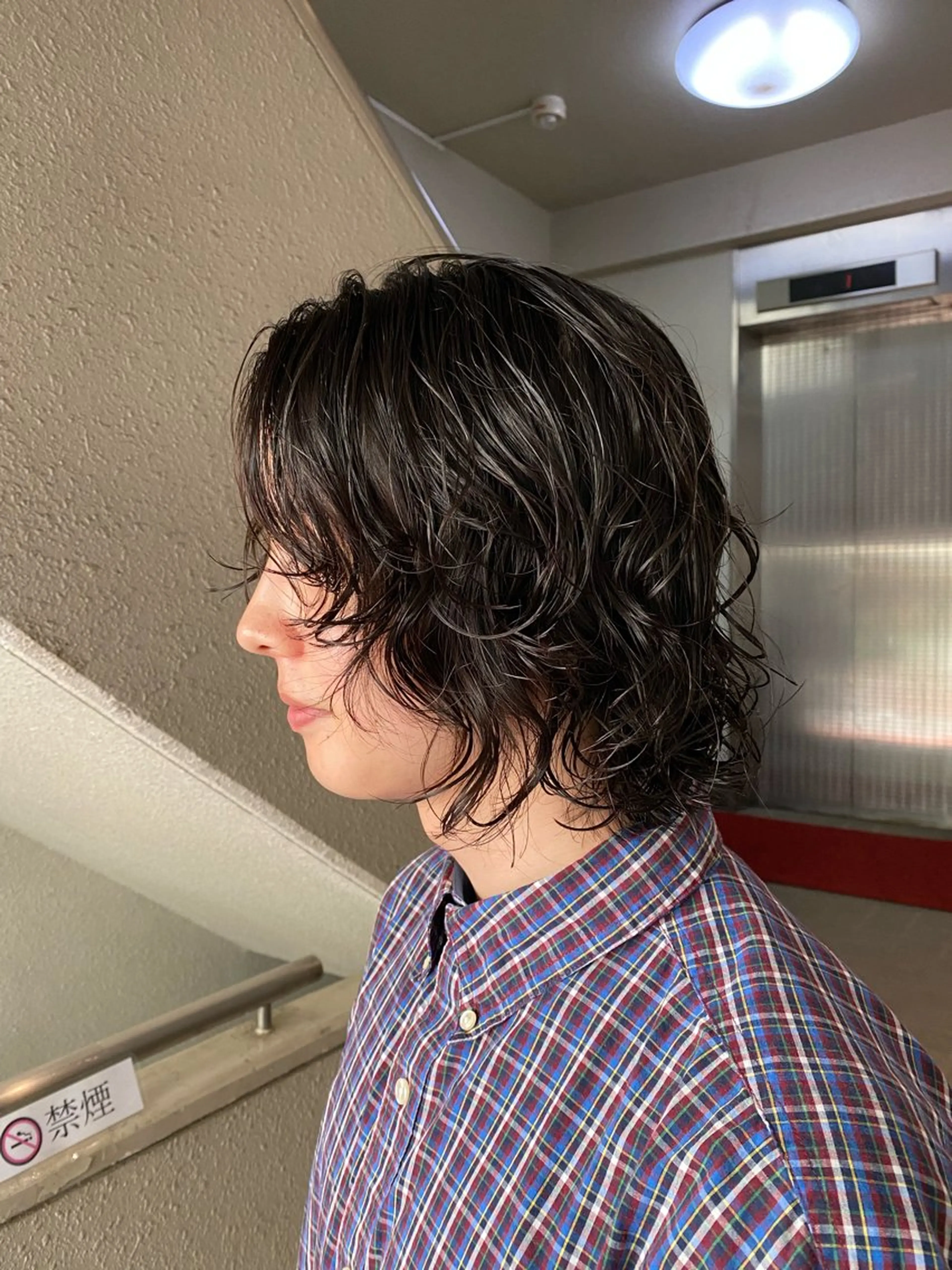 ミディアム メンズ ボブ カット パーマ ナチュラルヘア🫧 ナナミのヘアスタイル