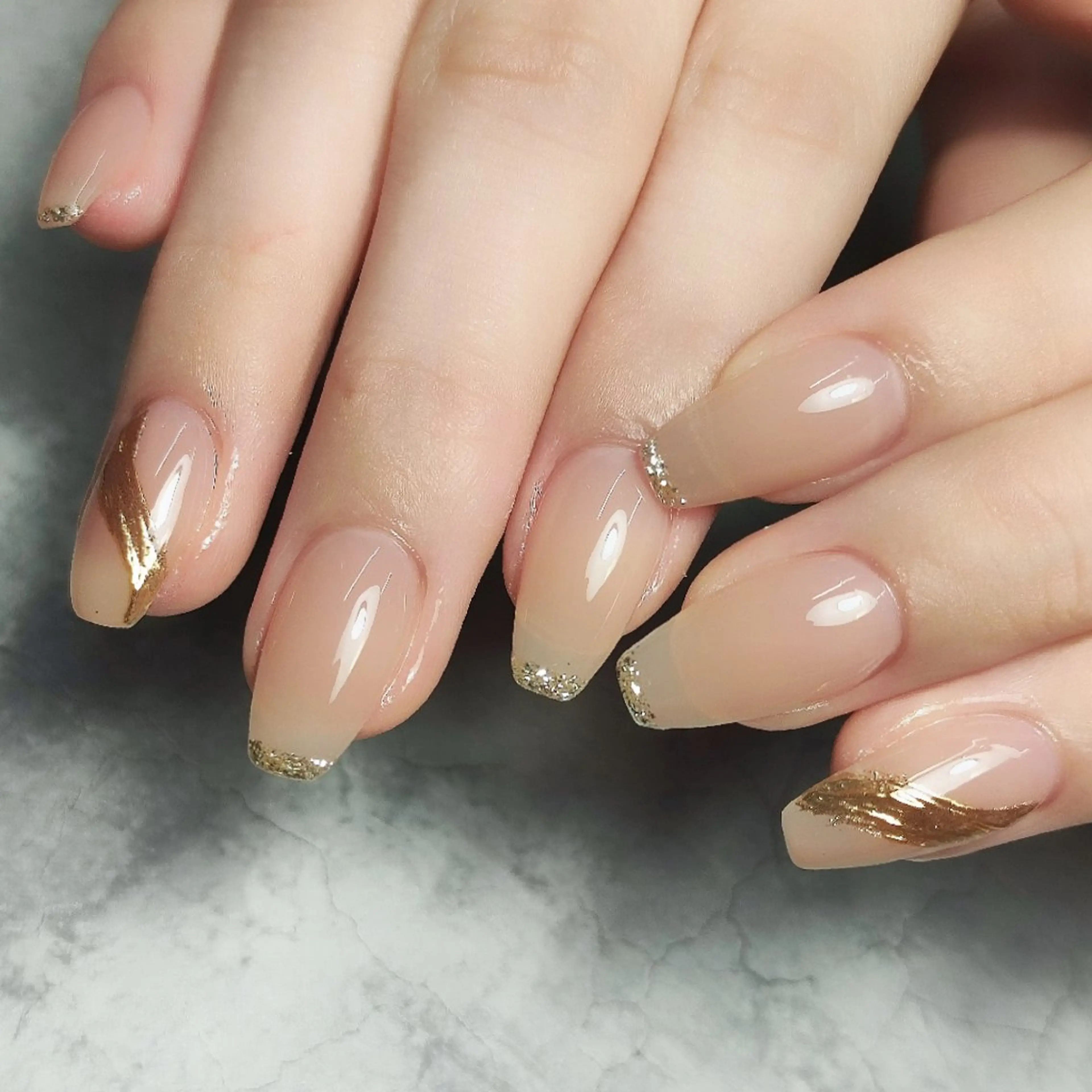 ネイル フレンチネイル ラメ(グリッター) ミラーネイル ハンドネイル 個人サロン saltnailのネイルデザイン