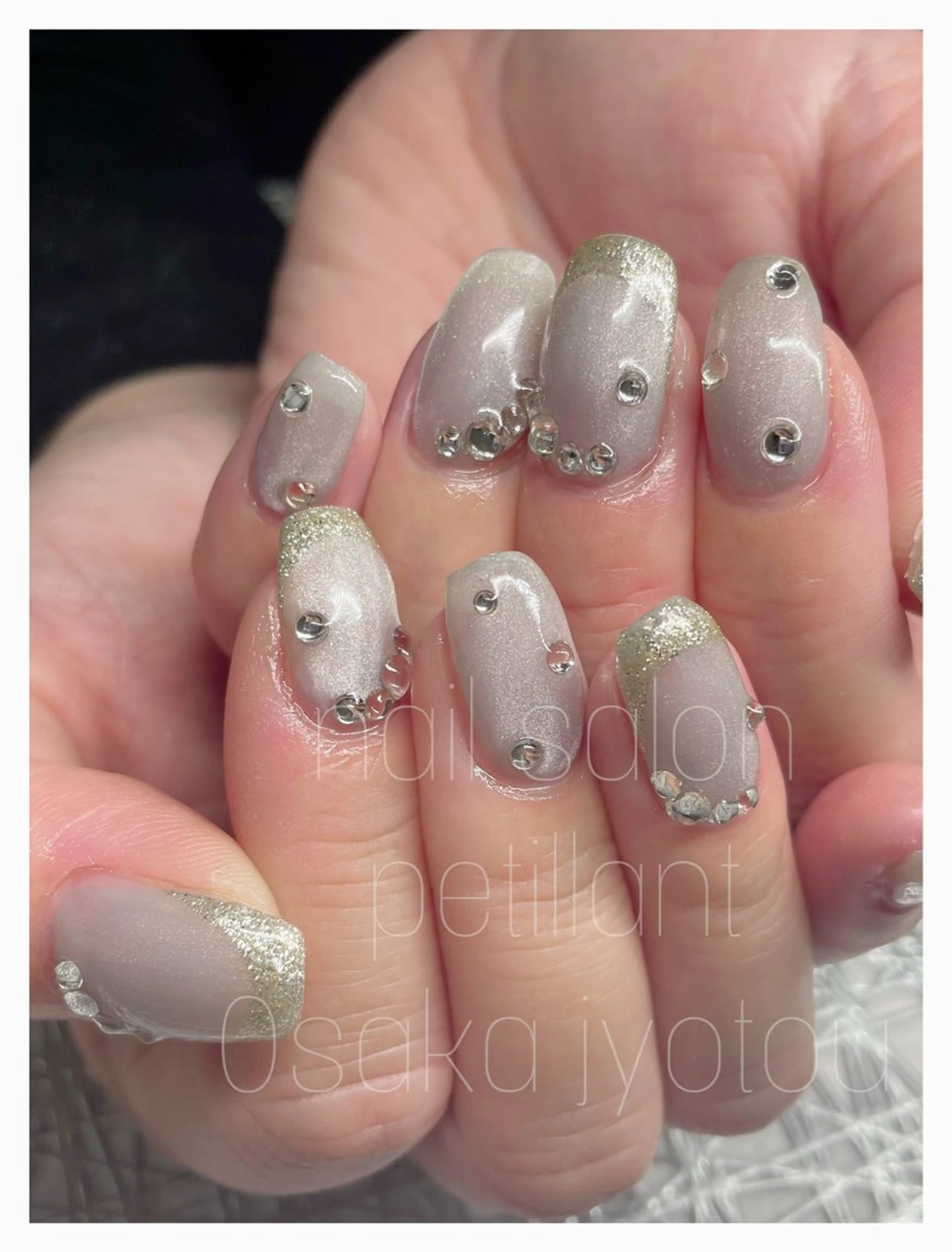ネイル アートネイル フレンチネイル キラキラネイル ラメ(グリッター) マグネットネイル nail salon petillantのネイルデザイン