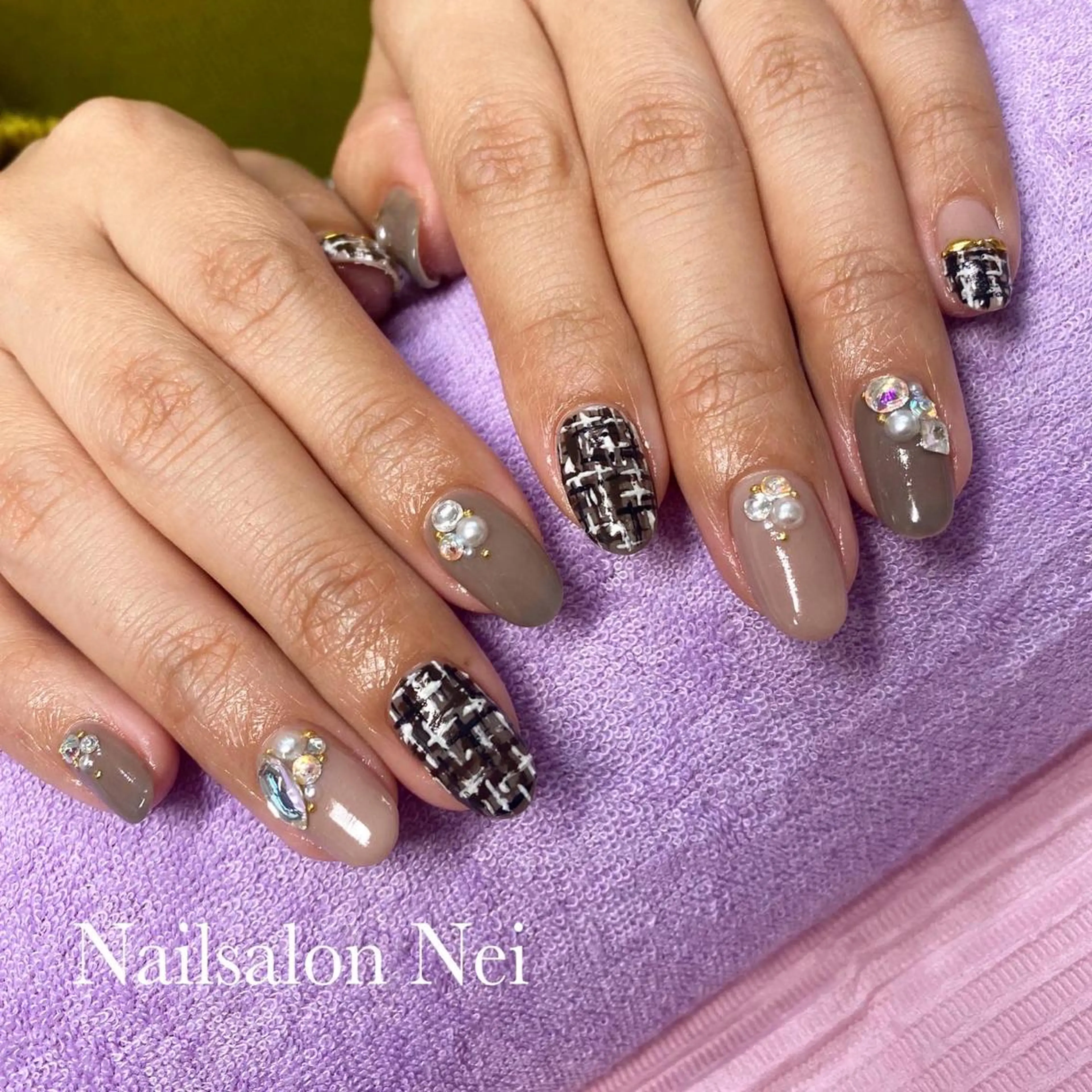 ネイル オフィスネイル ツイードネイル Nailsalon Ｒ《喜多見3分》のネイルデザイン