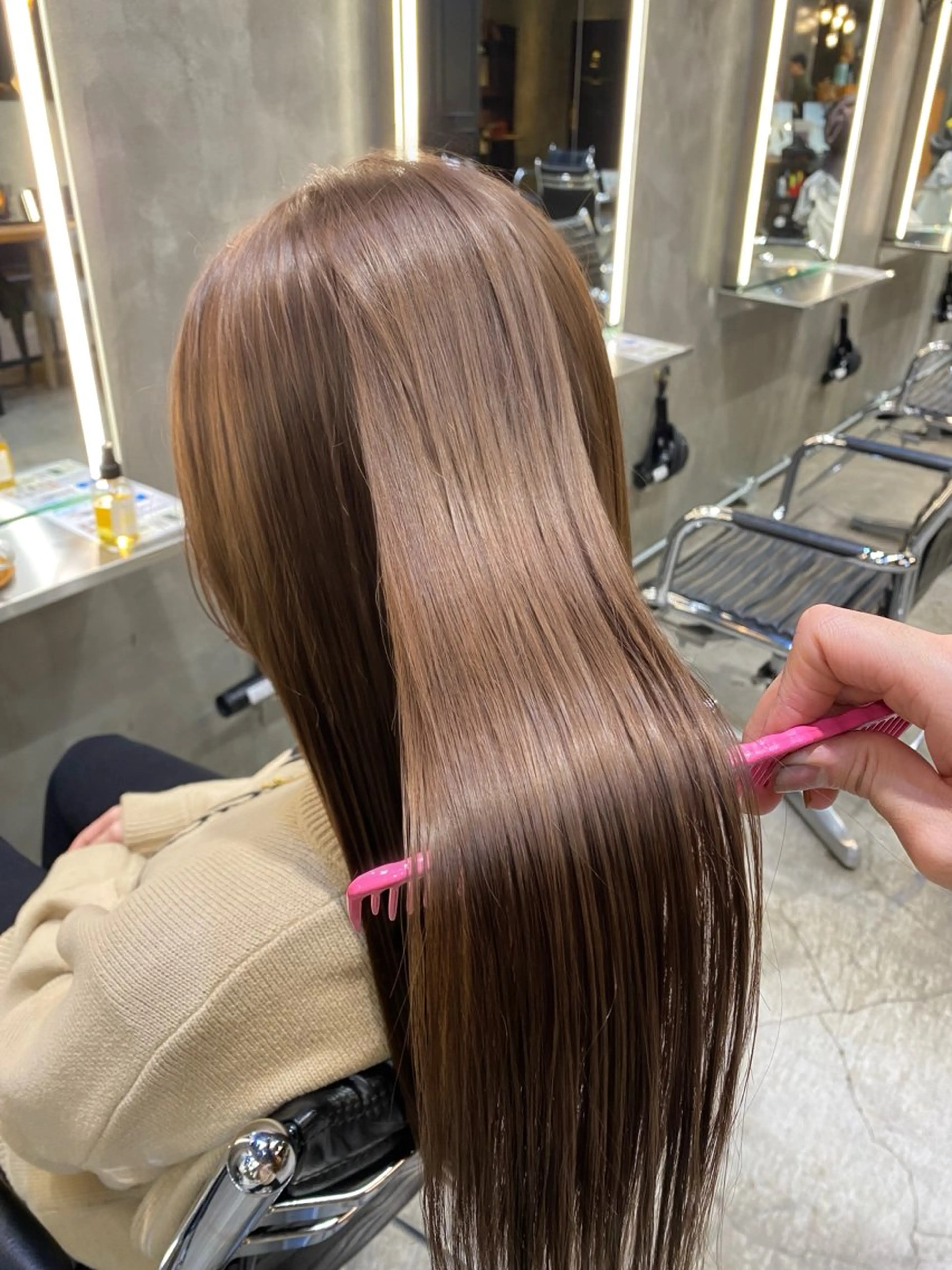 セミロング カラー ベージュカラー ブリーチ ダブルカラー ブリーチなしカラー カット ヘアカラー 透明感カラー🌿 グレージュ🐺陽介のヘアスタイル