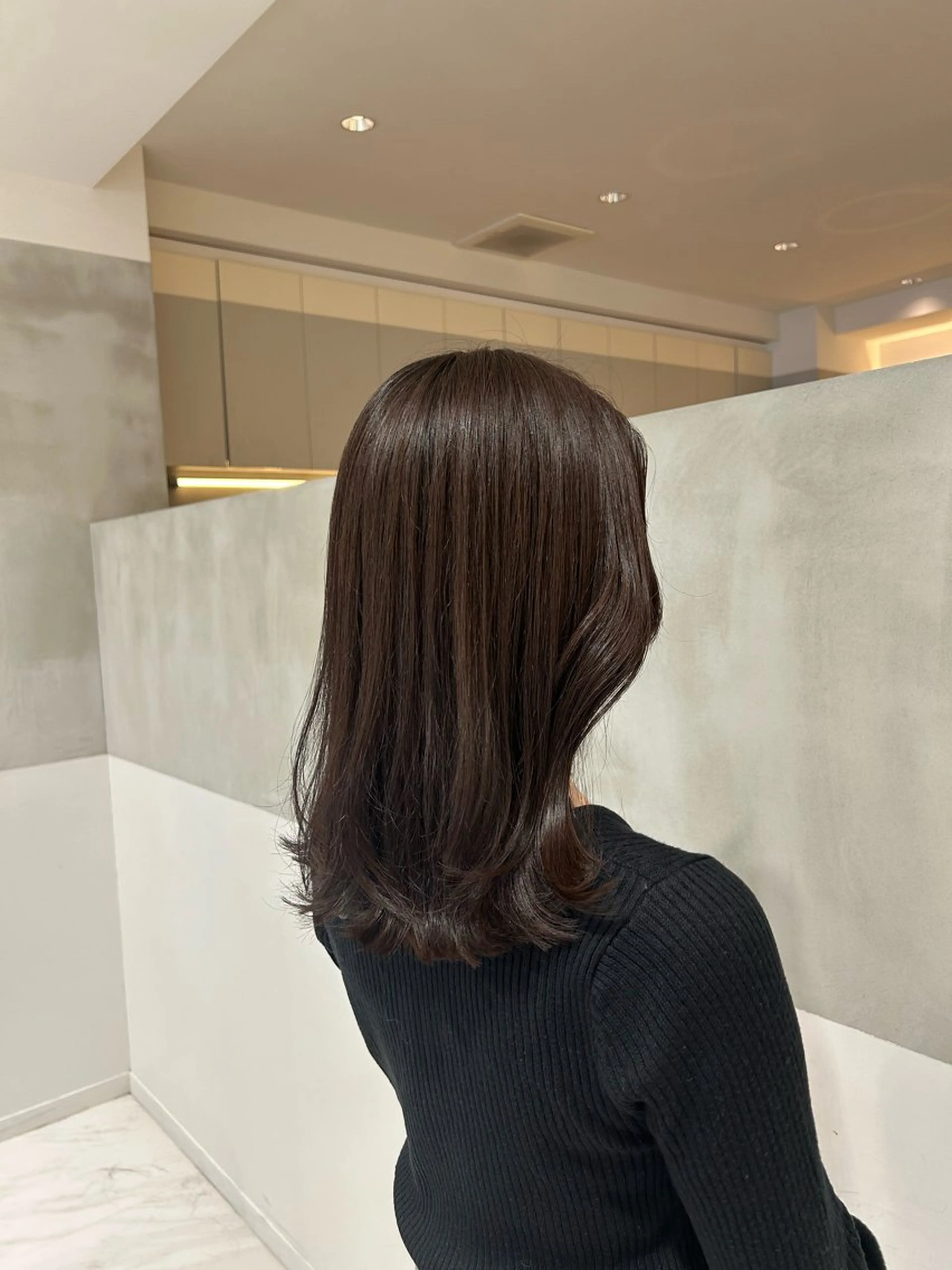 セミロング カラー ブラウンカラー ラベンダーカラー ラベンダーブラウン レイヤーカット カット ヘアカラー トリートメント ヘアセット ナチュラル/韓国💎 haruka 💎のヘアスタイル