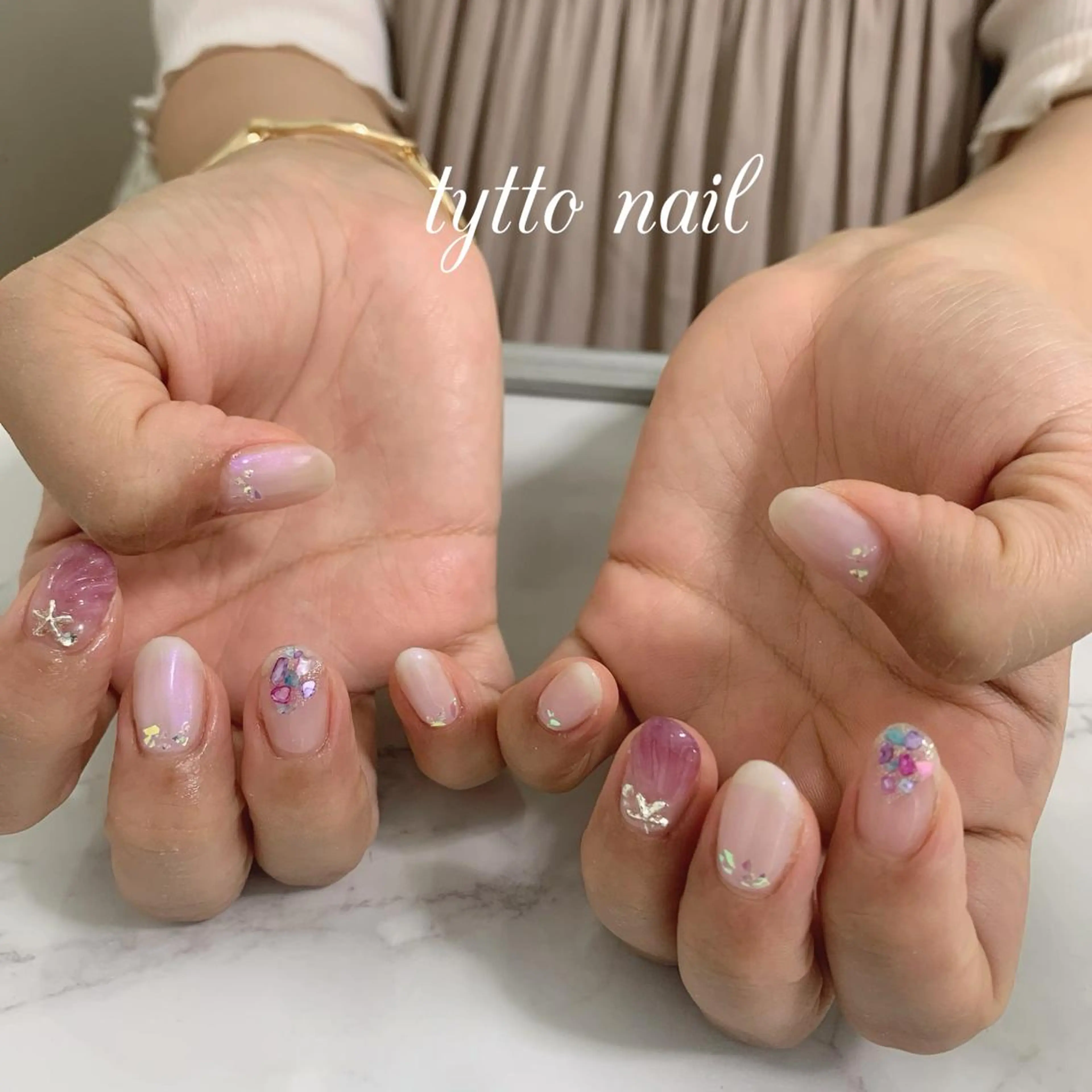 ネイル ニュアンスネイル パープル 夏ネイル ハンドネイル tytto nail ❤︎‪‪eri‪‪のネイルデザイン