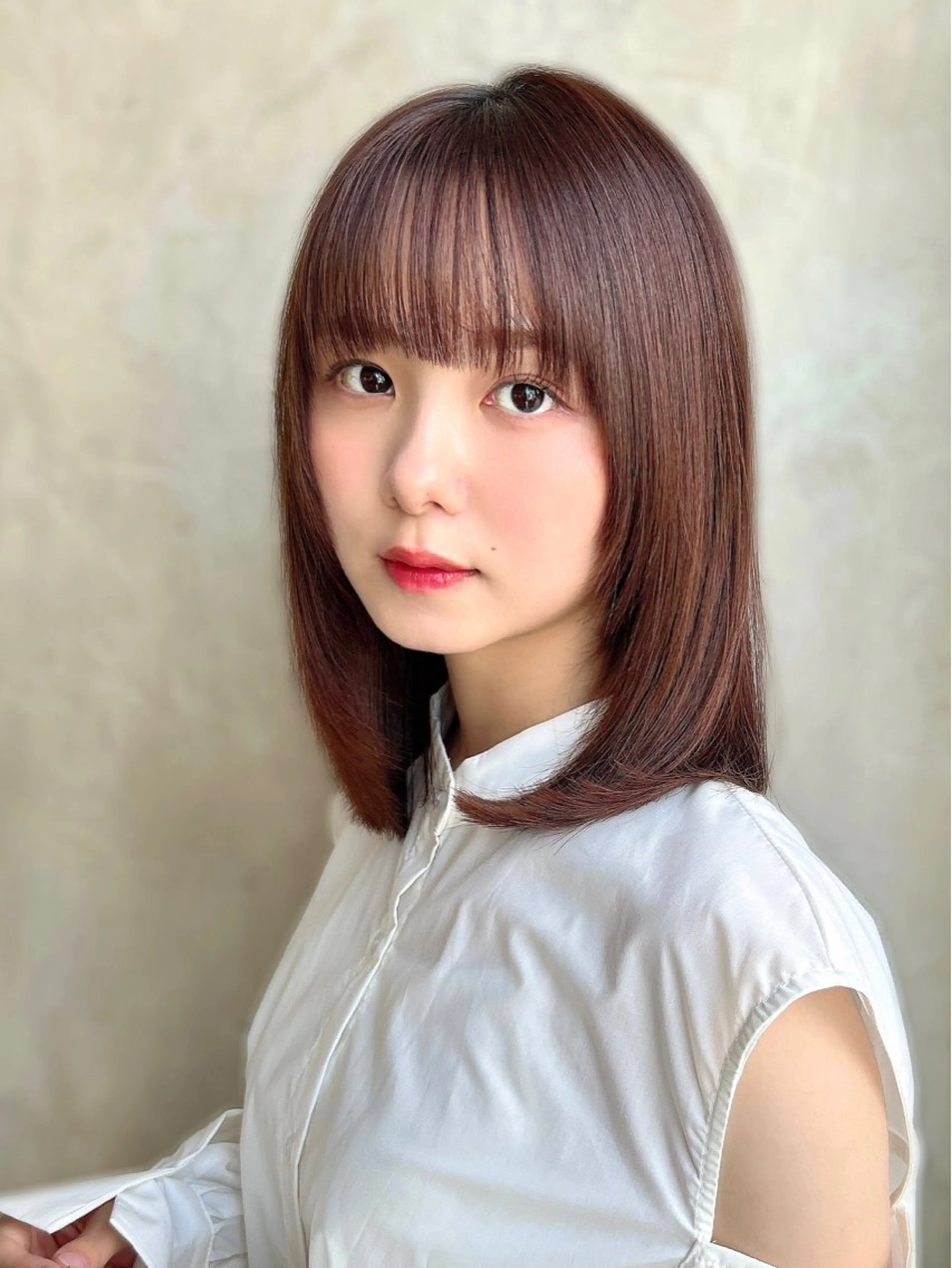 ミディアム カラー パーマ カット ヘアカラー トリートメント 新宿✨顔周りカット 韓国ヘア/坂本亜裟海のヘアスタイル