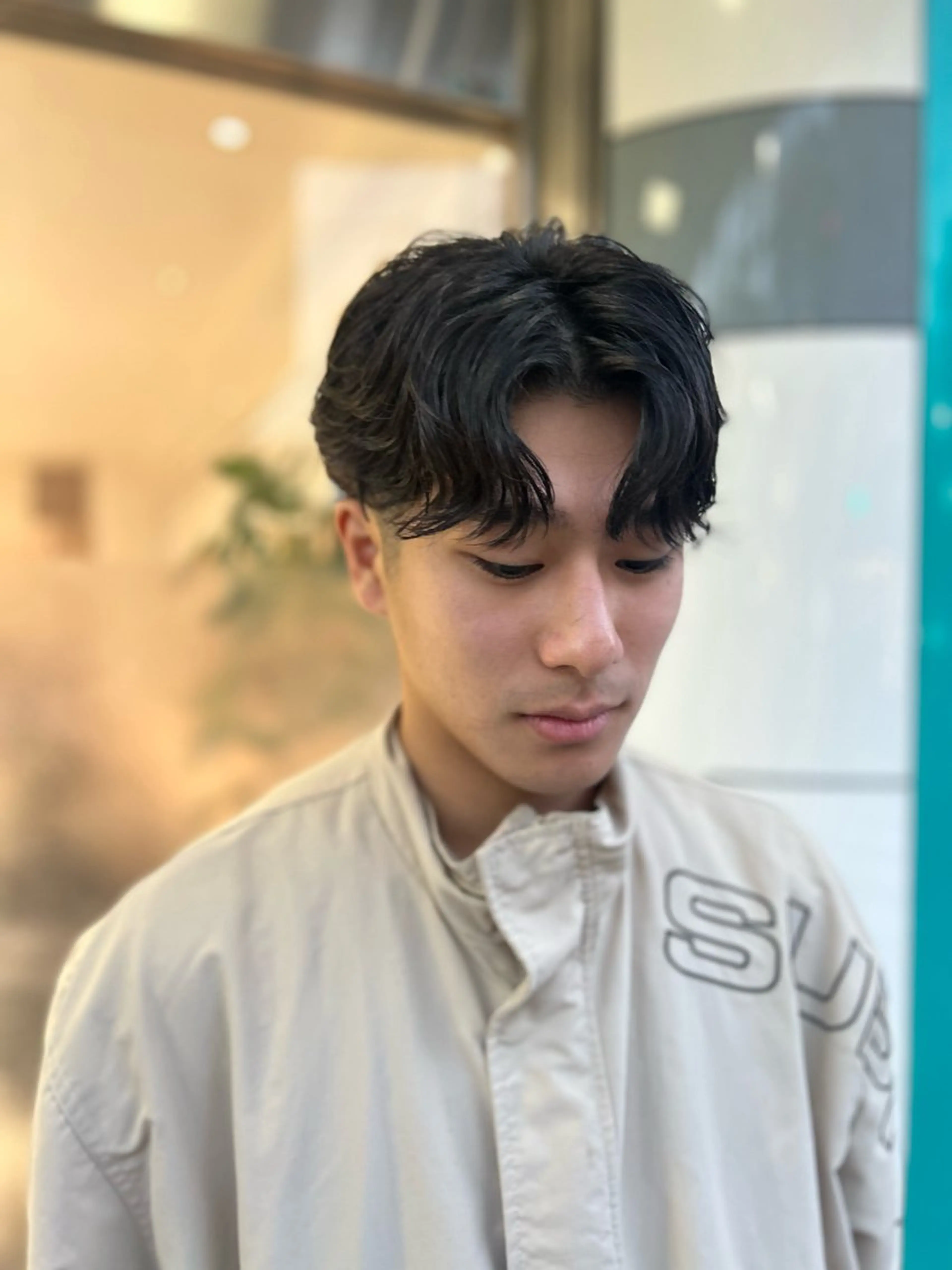 ショート パーマ メンズ カット パーマ ヘアセット ハイトーン× デザイン　Runoのヘアスタイル