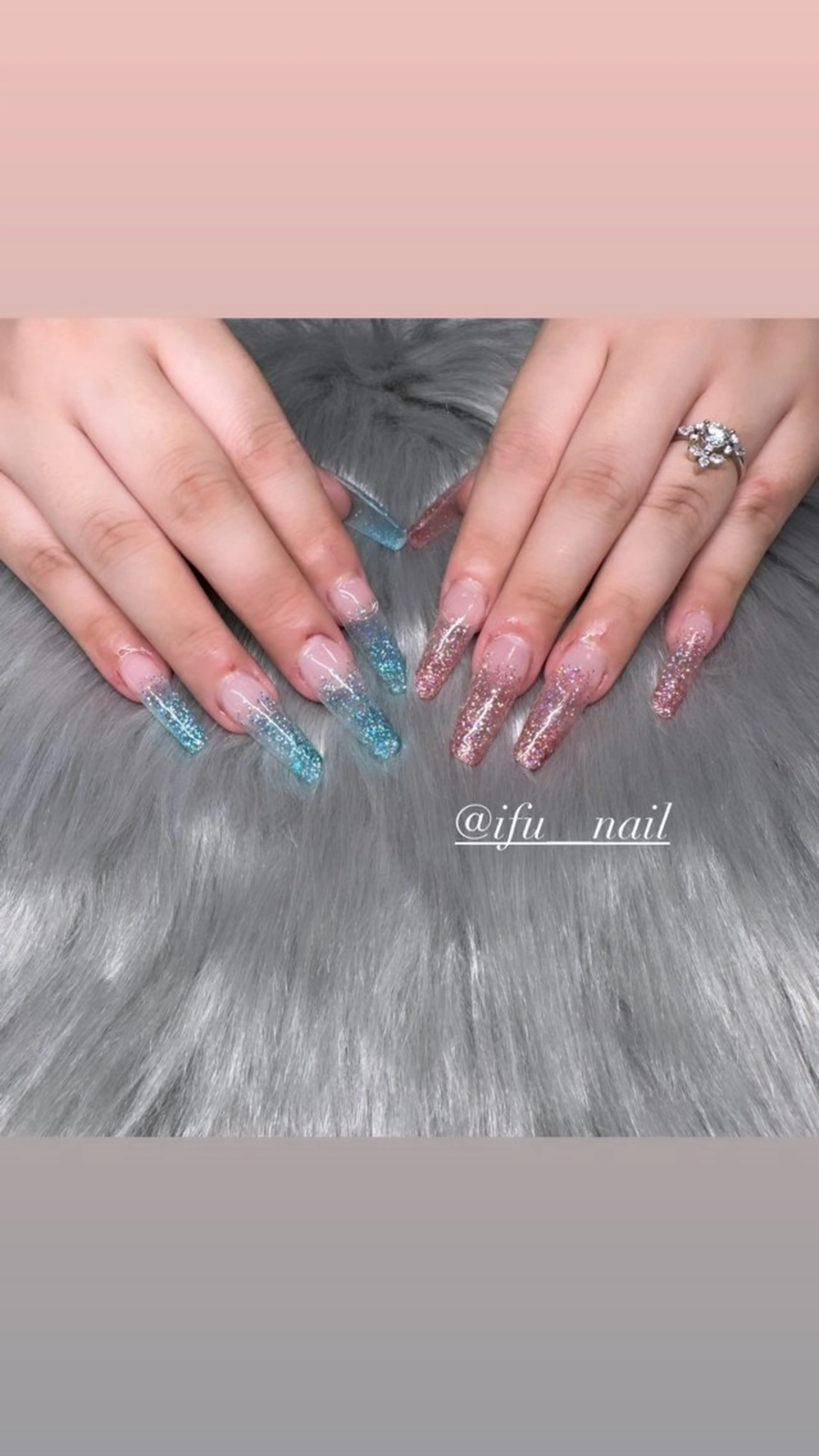 ネイル 長さ出し ラメ(グリッター) ラメグラデーション If Nailのネイルデザイン
