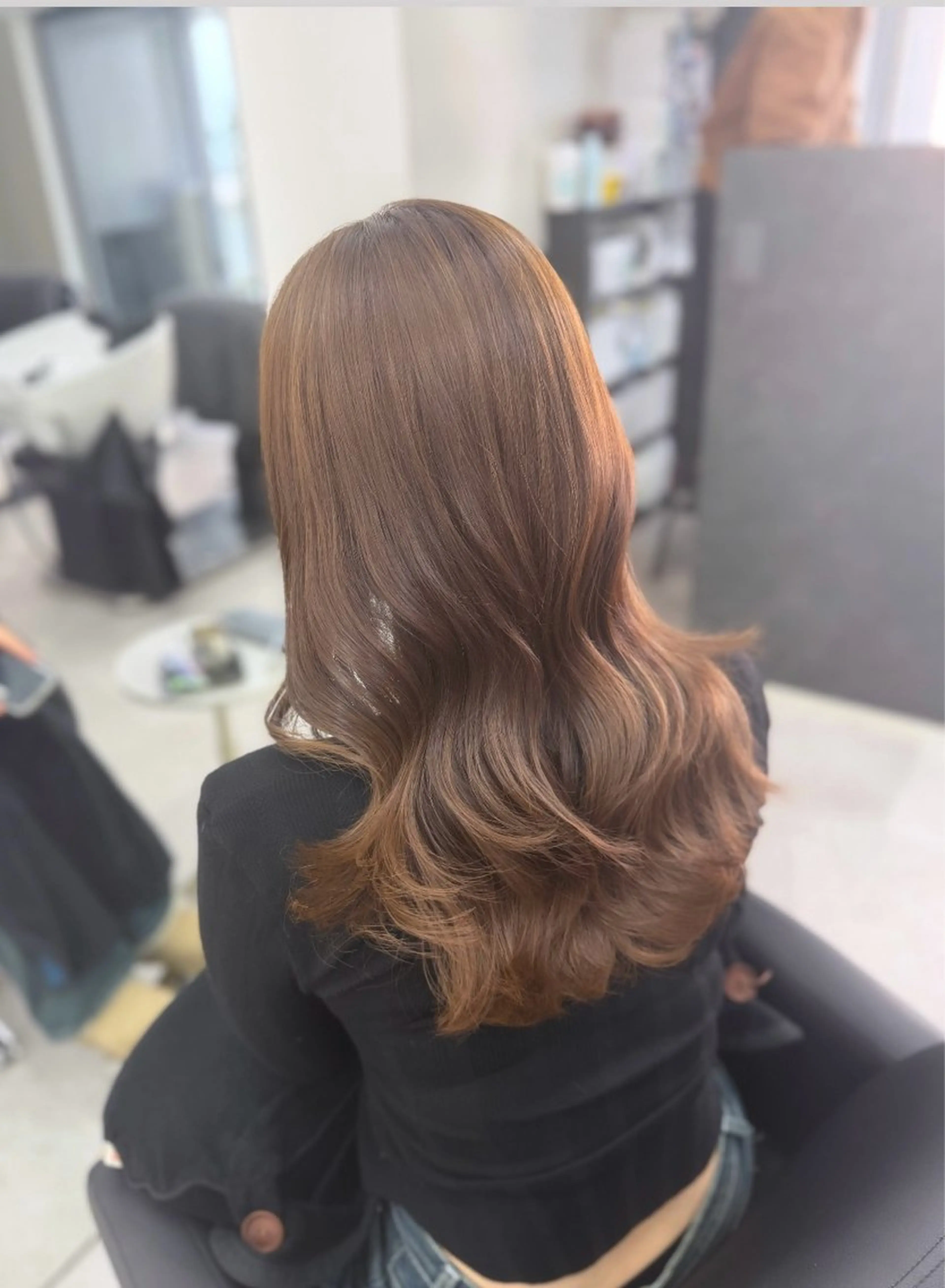 ロング カラー ブラウンカラー ココアブラウン 縮毛矯正/艶カラー /髪質改善/なんばのヘアスタイル