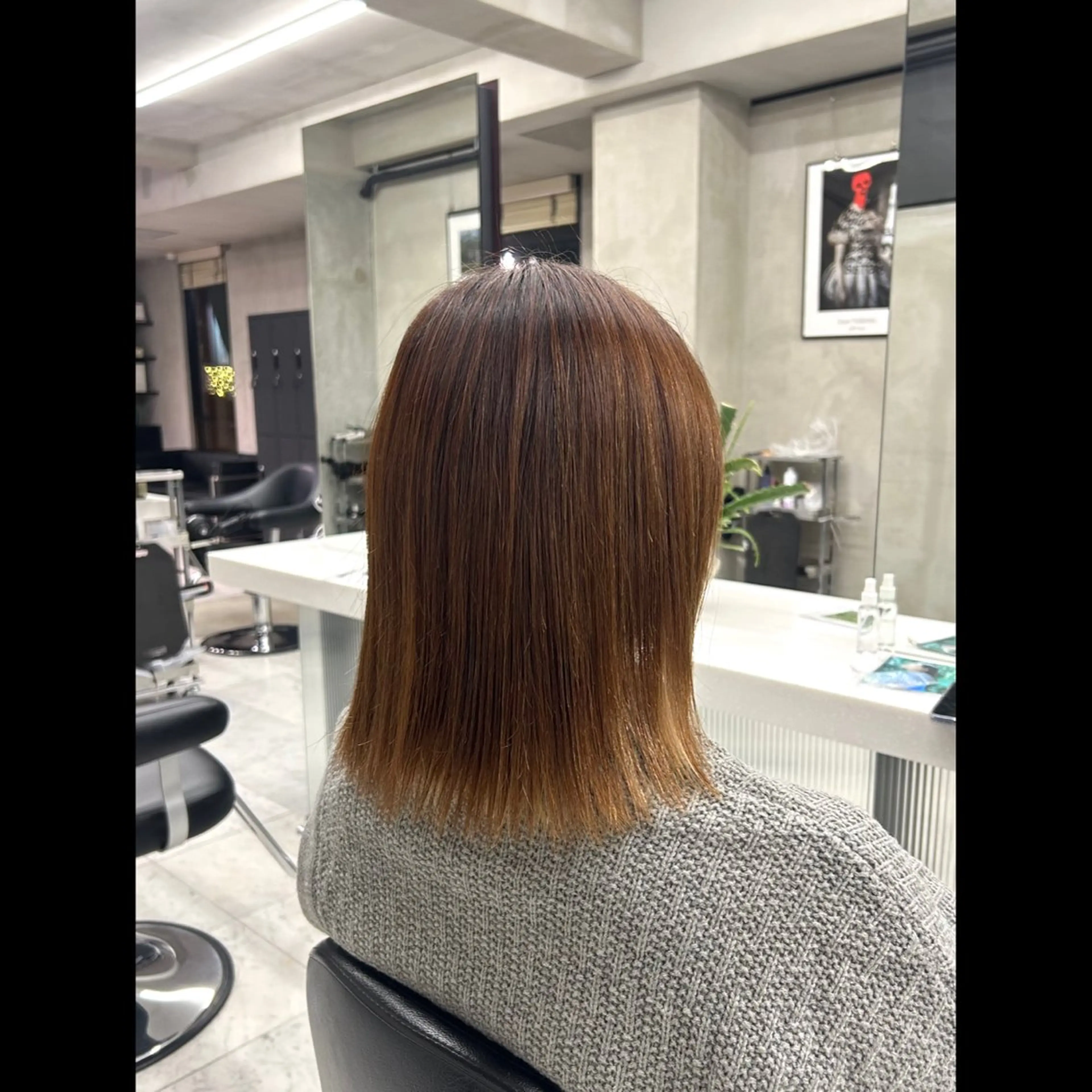 ミディアム カット 縮毛矯正 カットモデル/ボブ/ reina🐈‍⬛のヘアスタイル