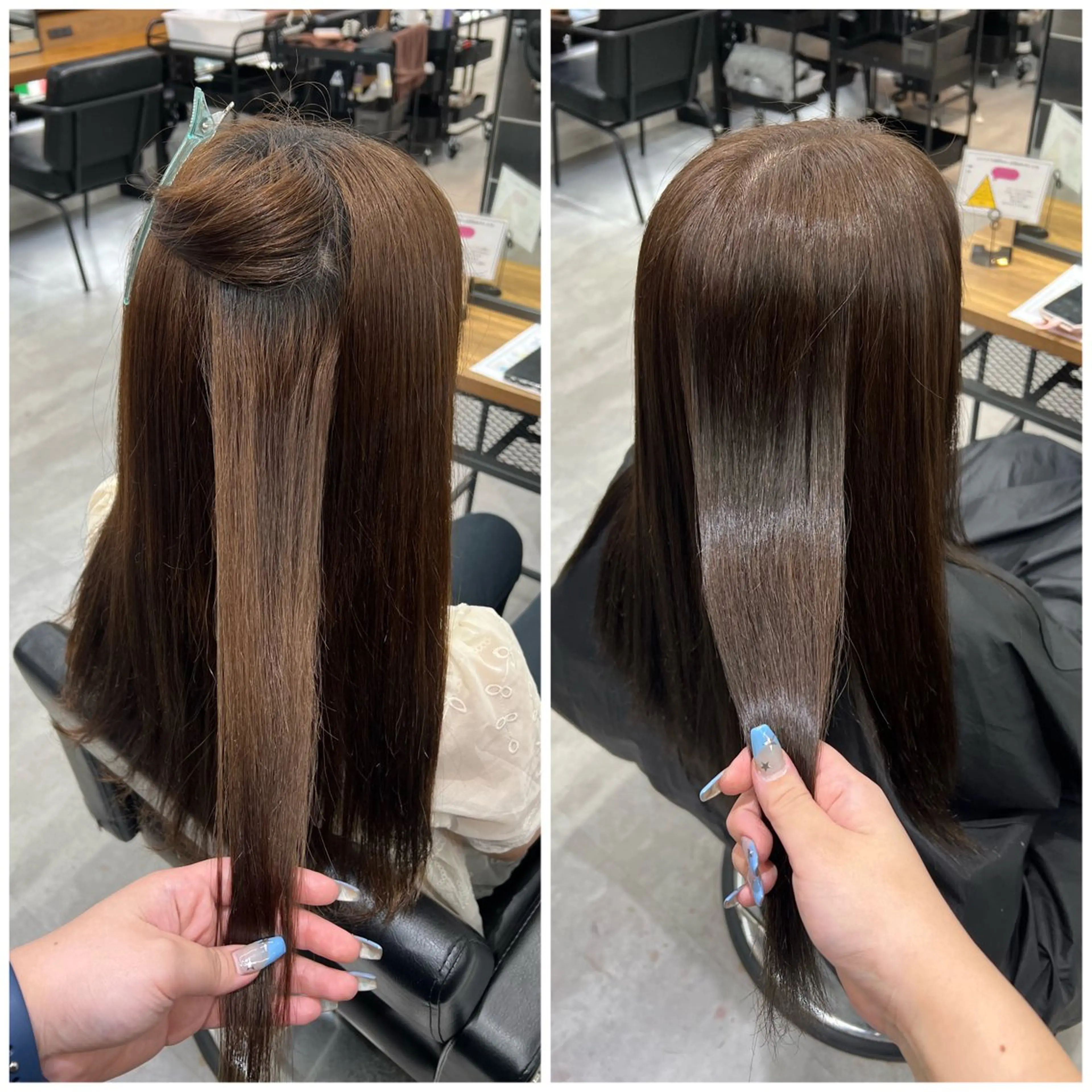 ロング カラー 透明感カラー グレージュ 縮毛矯正 ショート/ウルフ カットモデル募集のヘアスタイル