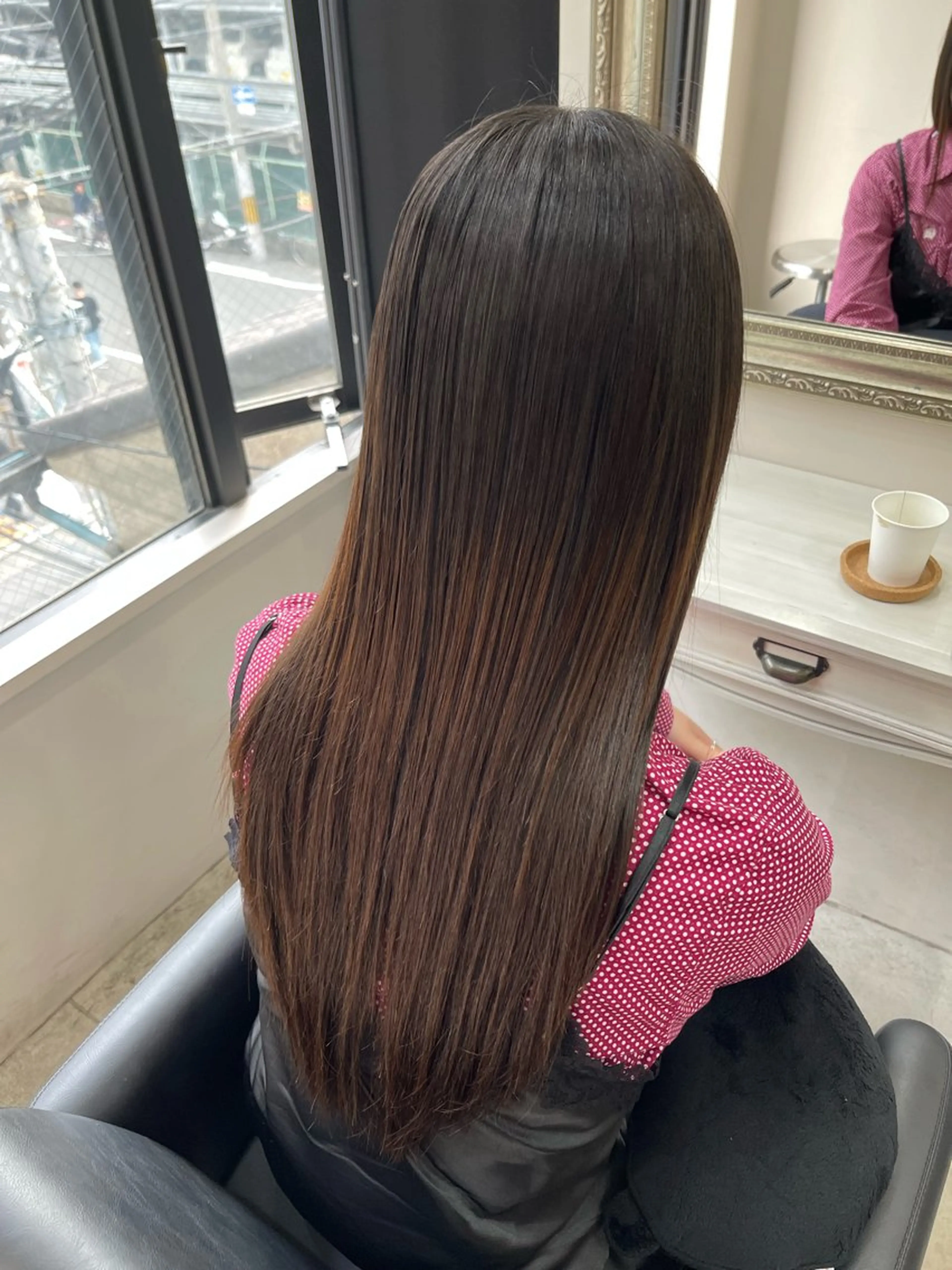 ロング 髪質改善 レイヤーカット カット 縮毛矯正 トリートメント 透明感カラー/レイヤ ー/艶髪/NENEのヘアスタイル