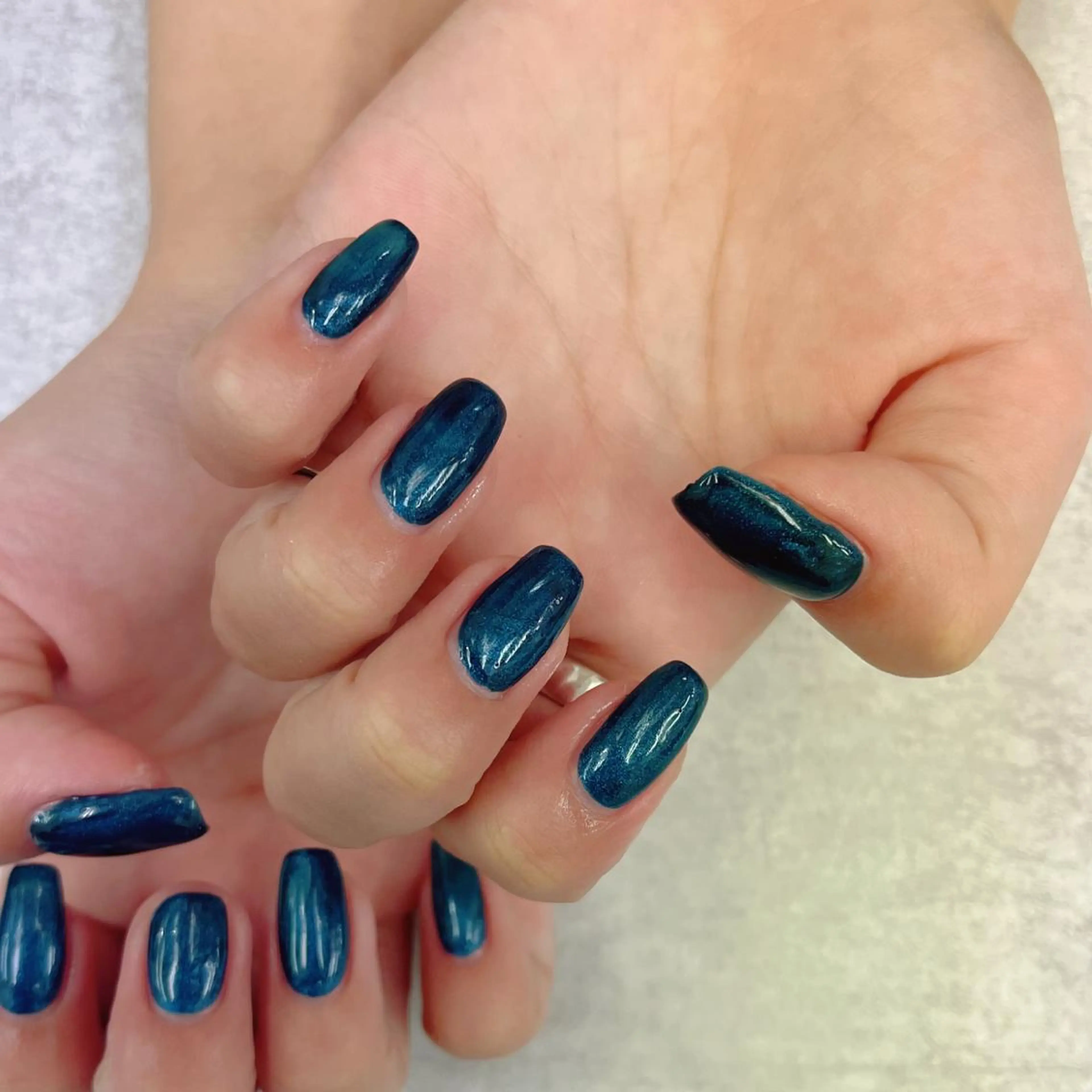 メンズ ネイル 長さ出し ネイビー ワンカラーネイル BlueDaisy 栄本店のネイルデザイン