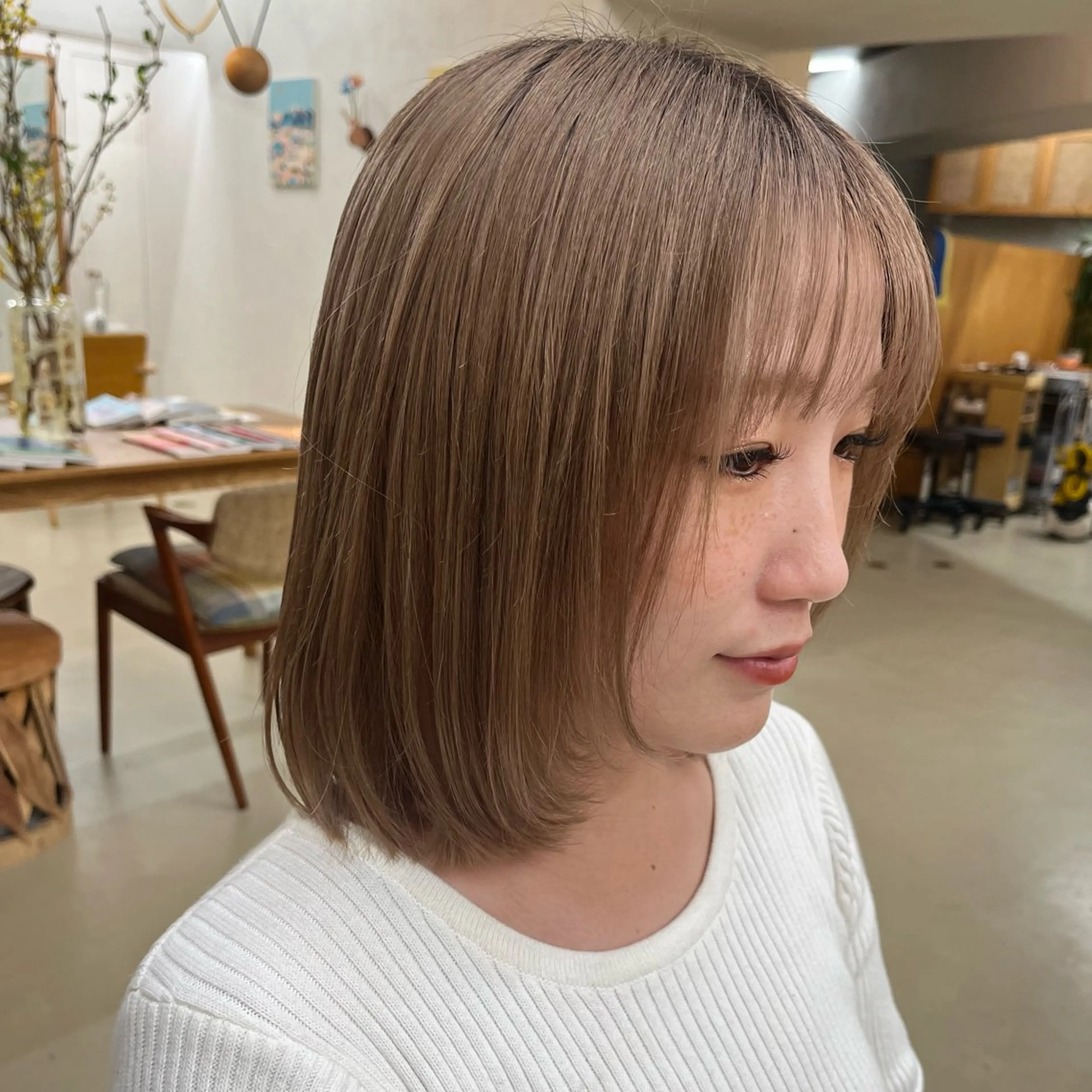 ミディアム カラー 宇野澤 銘のヘアスタイル