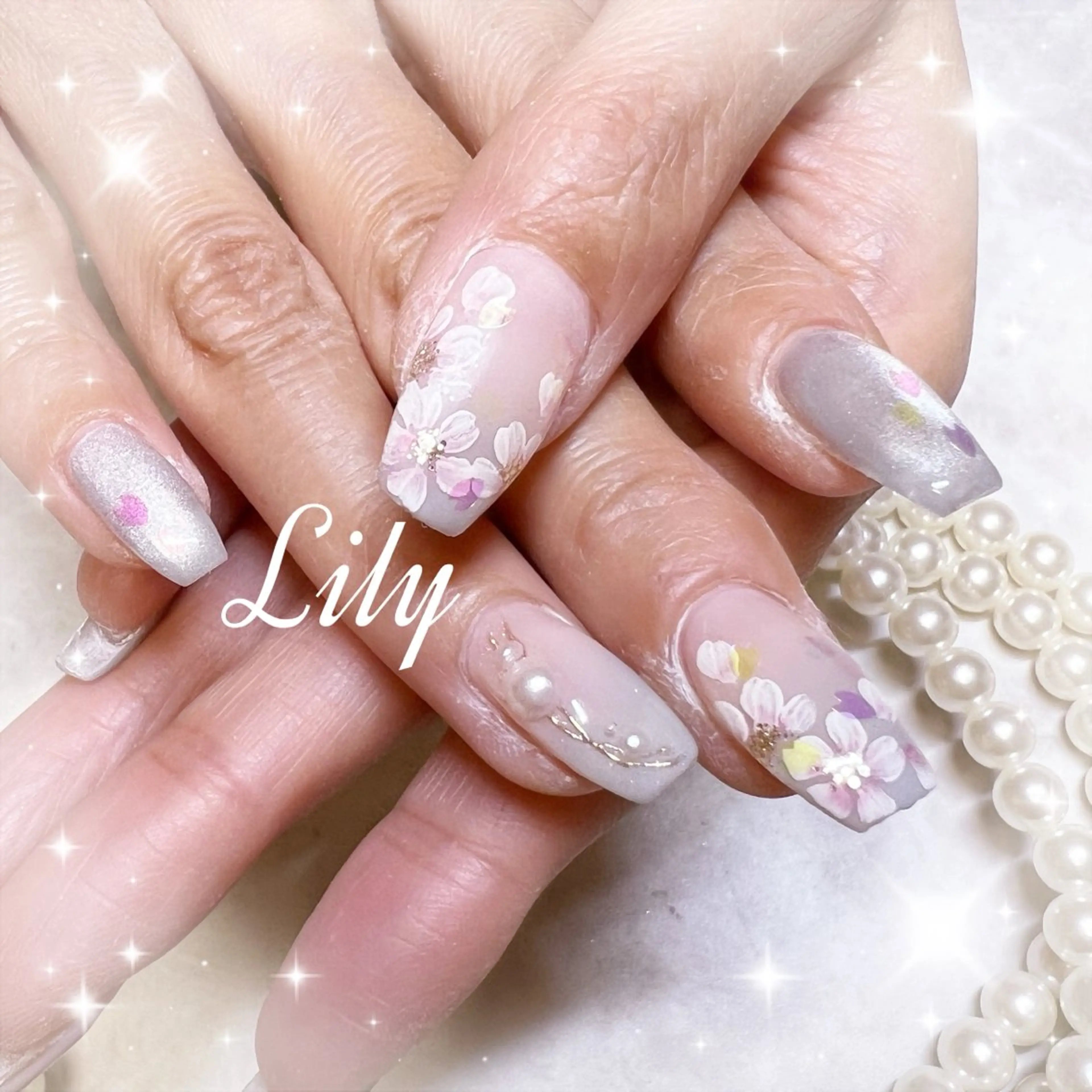 ネイル 桜ネイル ハンドネイル Lily*nail 🌻Mii🌻のネイルデザイン