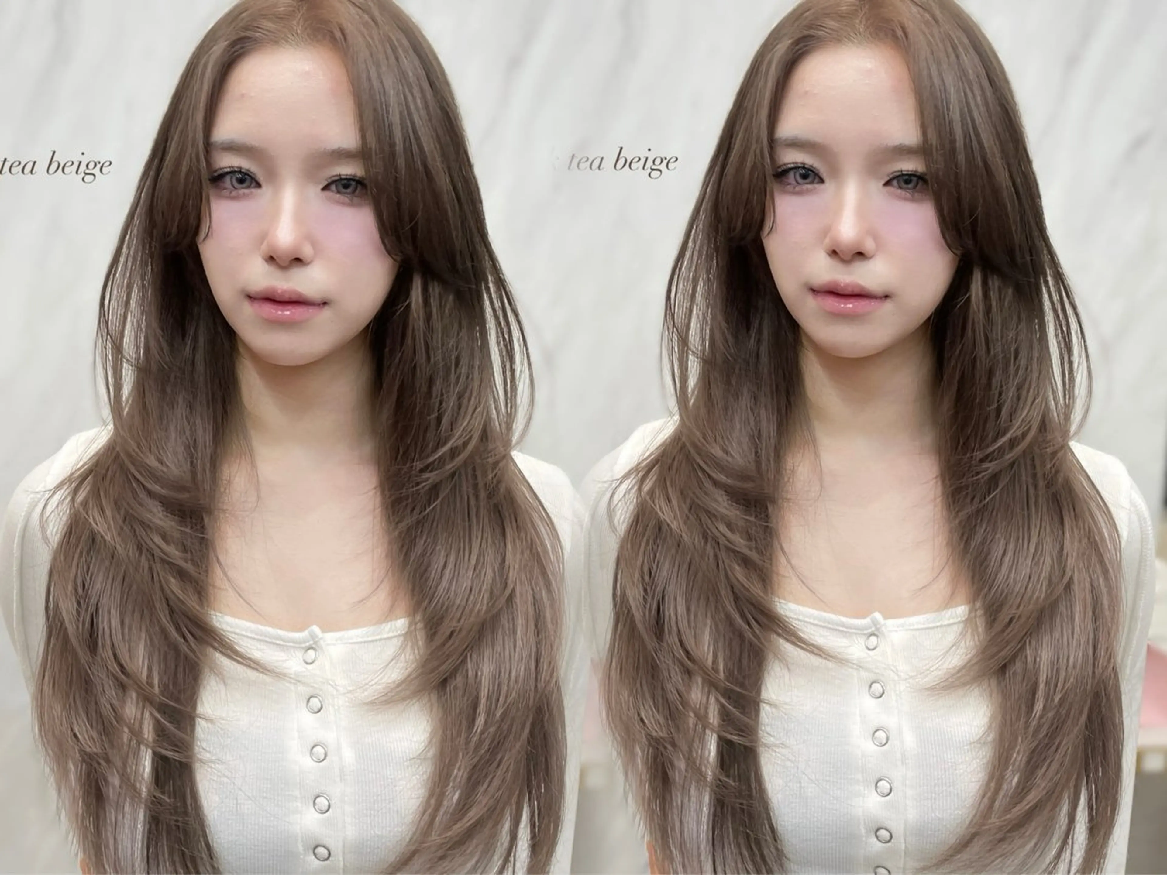 セミロング カット ヘアカラー MOE 福岡韓国ヘア✧︎のヘアスタイル