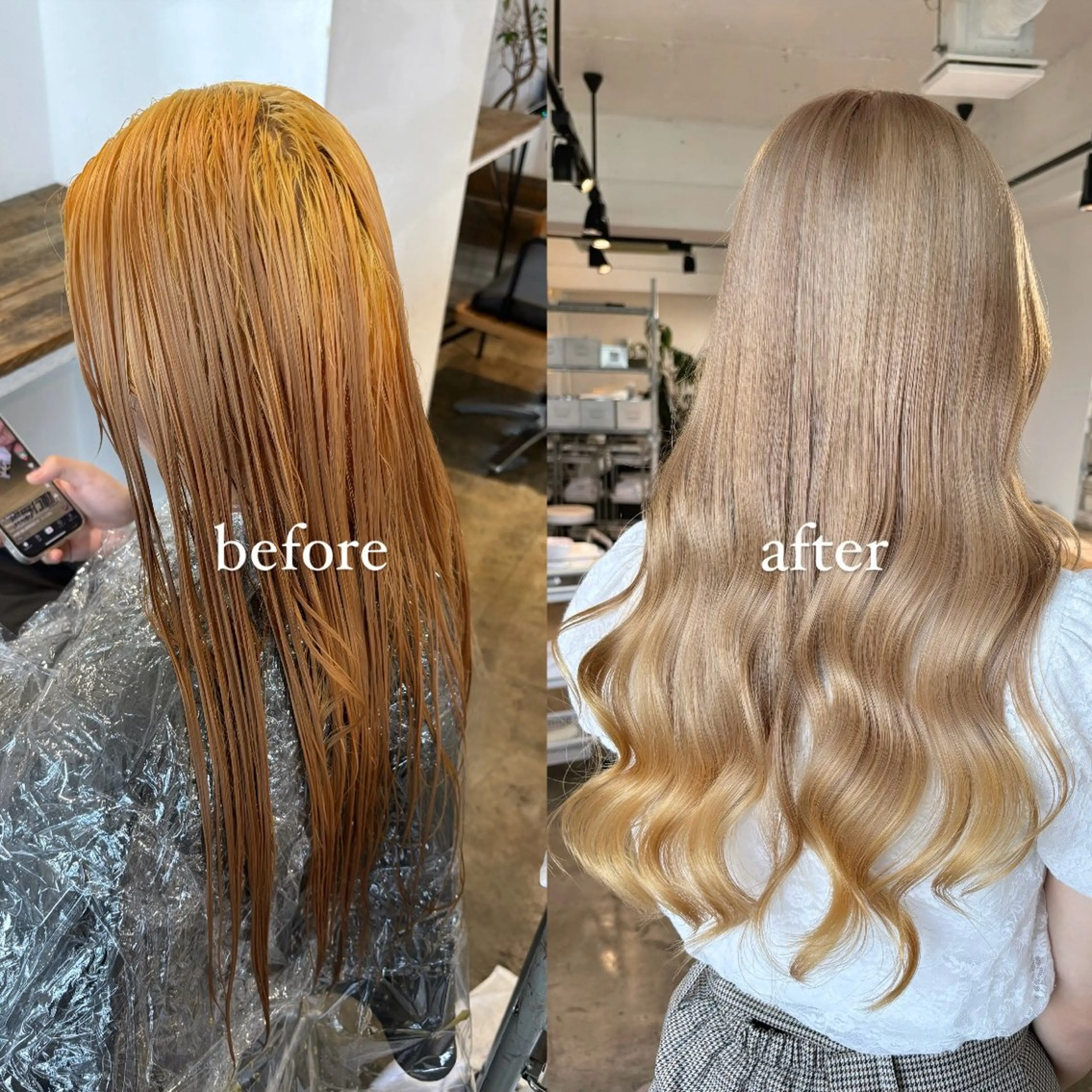 ロング カラー ベージュカラー ブリーチ ケアブリーチ ケアカラー デザインカラー ヘアカラー トリートメント 暖色カラー🍒 ケアブリーチ/akiのヘアスタイル