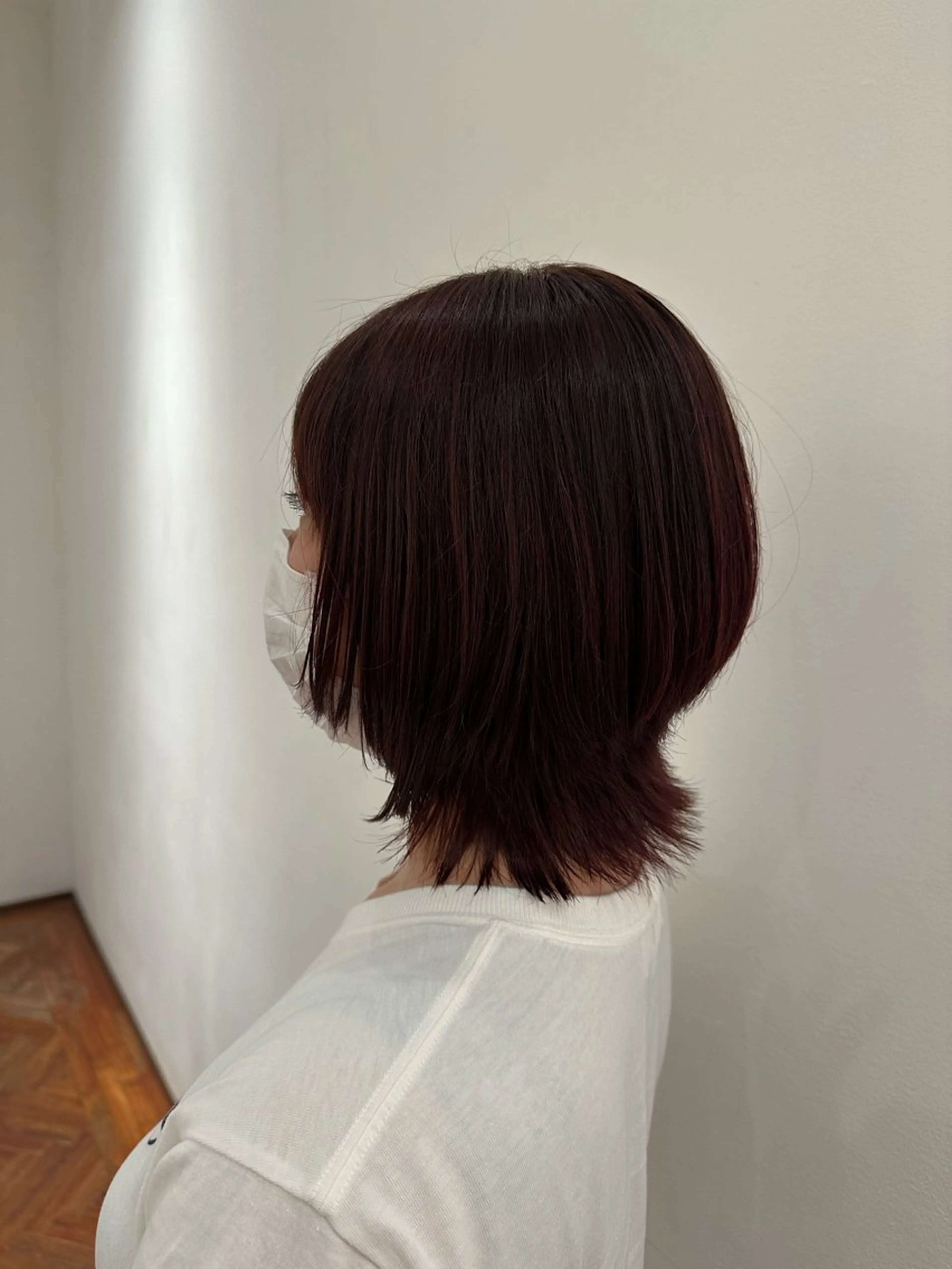 ミディアム カラー ボブレイヤー ブラウンカラー レッドカラー レッドブラウン ボブ 鈴木 優斗のヘアスタイル