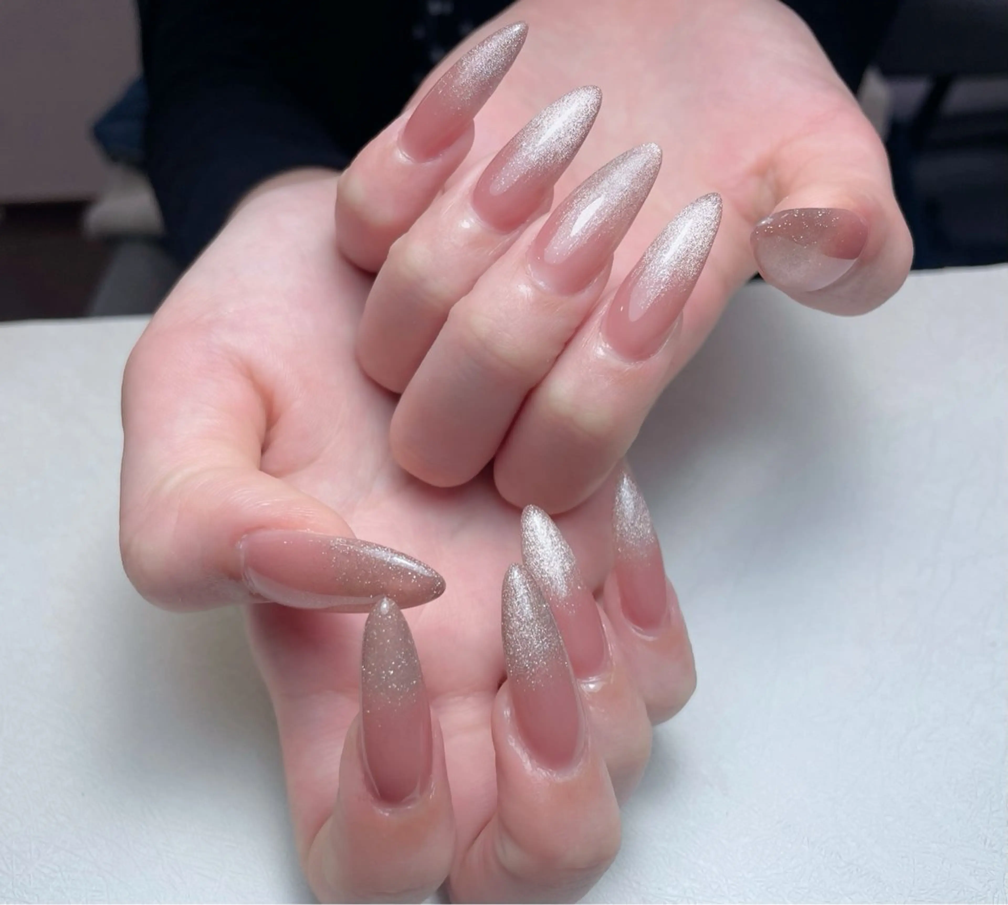 ネイル オーロラネイル 長さ出し フットネイル フレンチネイル ジェルネイル 中野駅から2分 MEO NAILのネイルデザイン