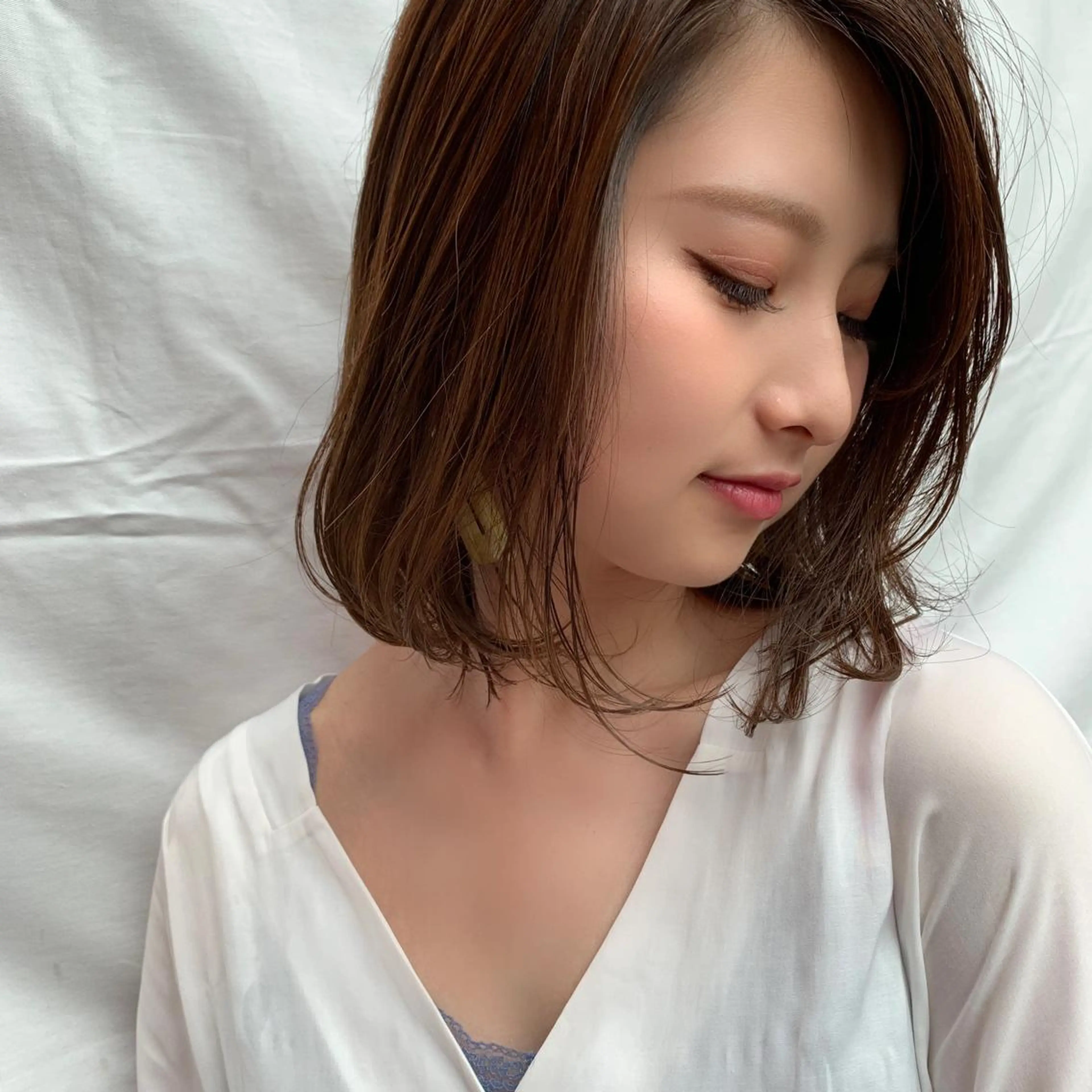 ショート カラー ボブ 薬院:今泉/上川美幸 小顔ボブ/暗髪カラーのヘアスタイル