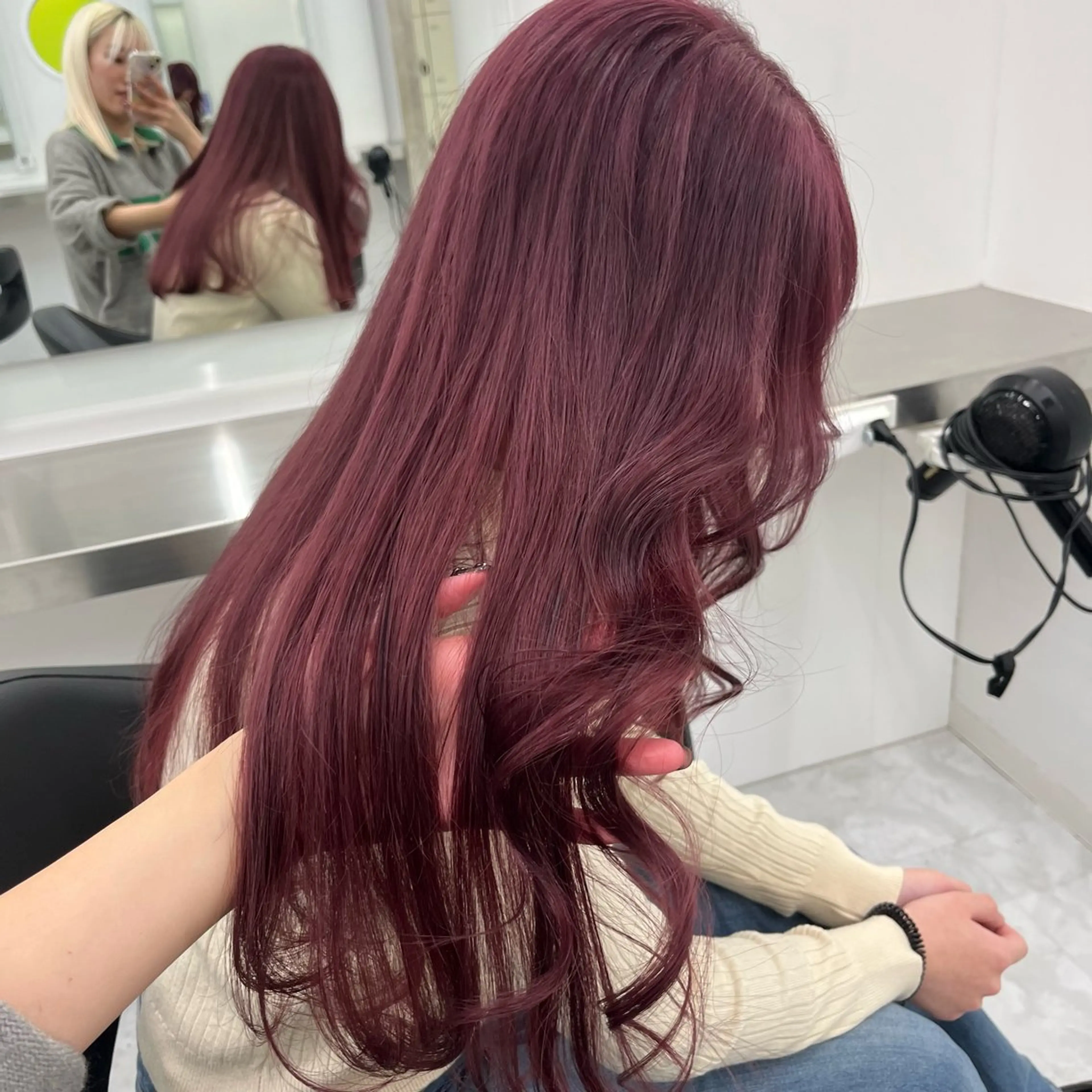 ロング ヘアカラー トリートメント ヘッドスパ ヘアセット 💗韓国暖色ヘア NO.1💗🪽のヘアスタイル